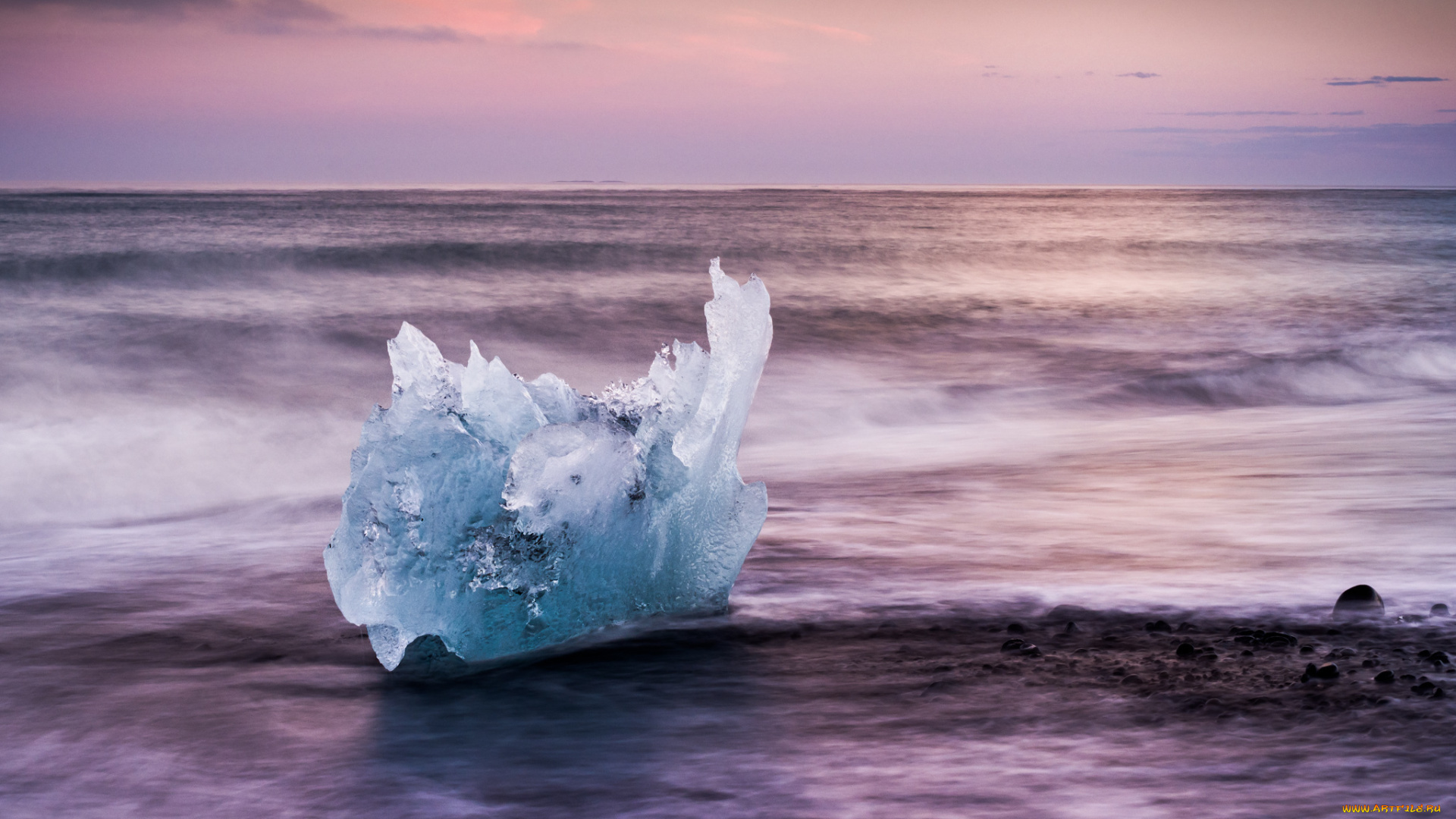 природа, айсберги, и, ледники, лёд, берег