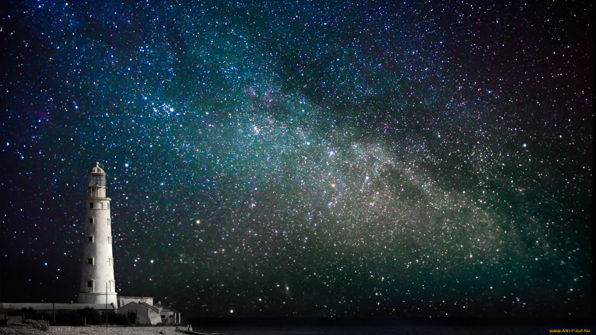 природа, маяки, маяк, ночь, небо, звезды, млечный, путь