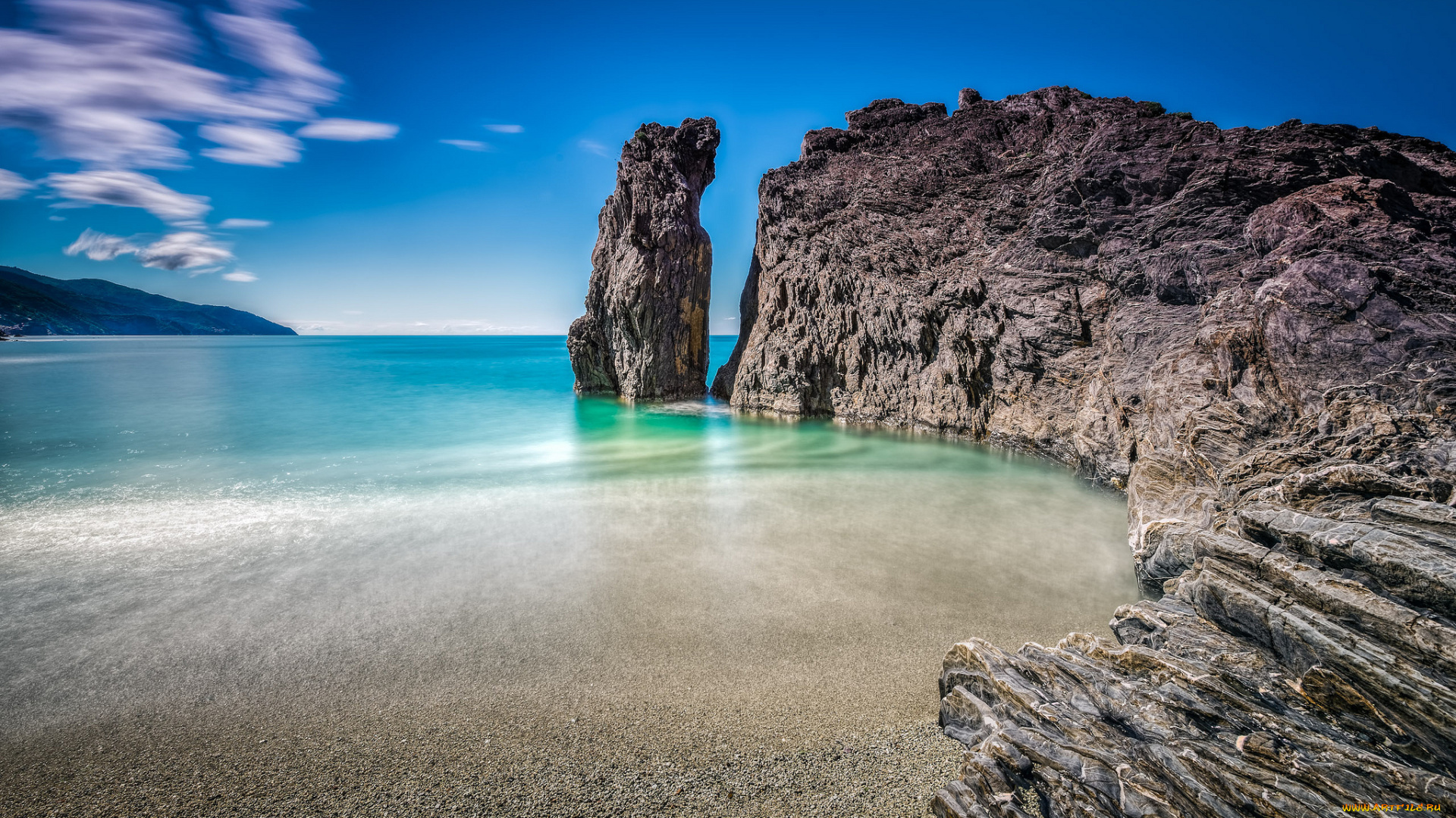 природа, побережье, скала, бухта, море