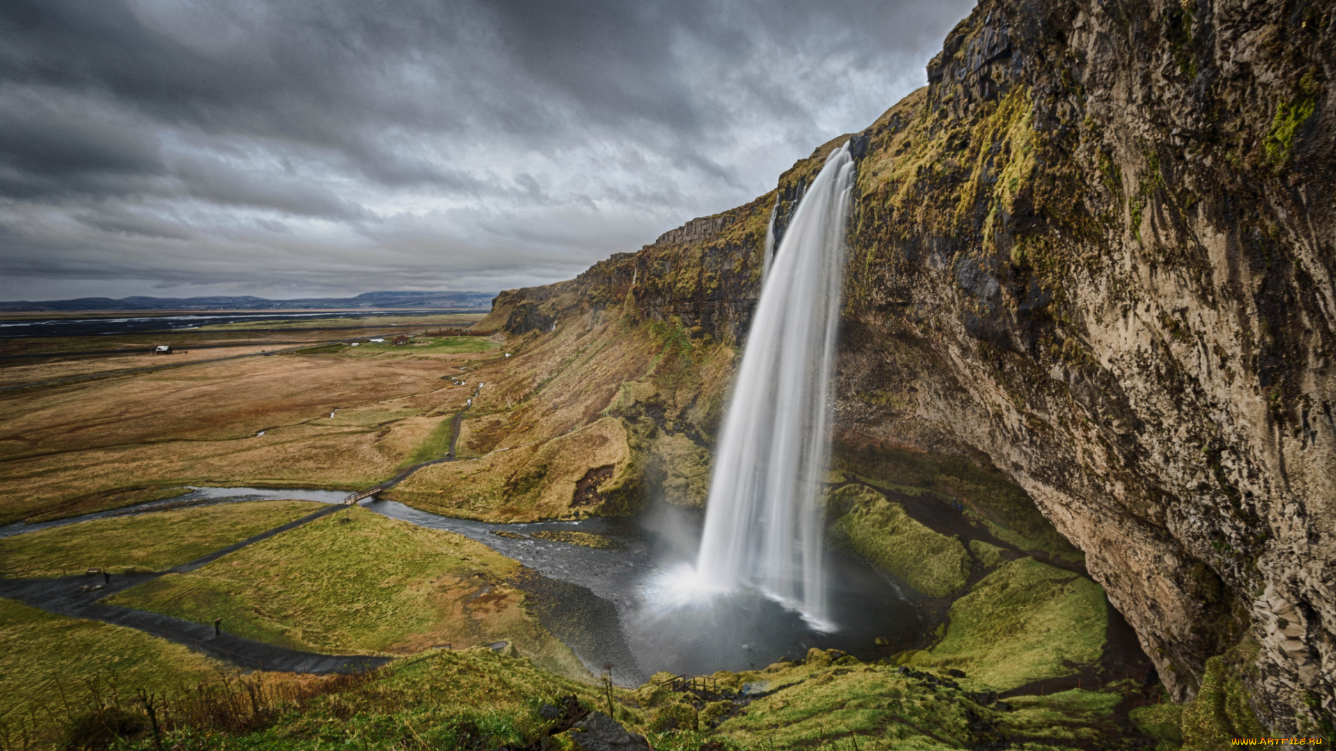 природа, водопады, обрыв, водопад