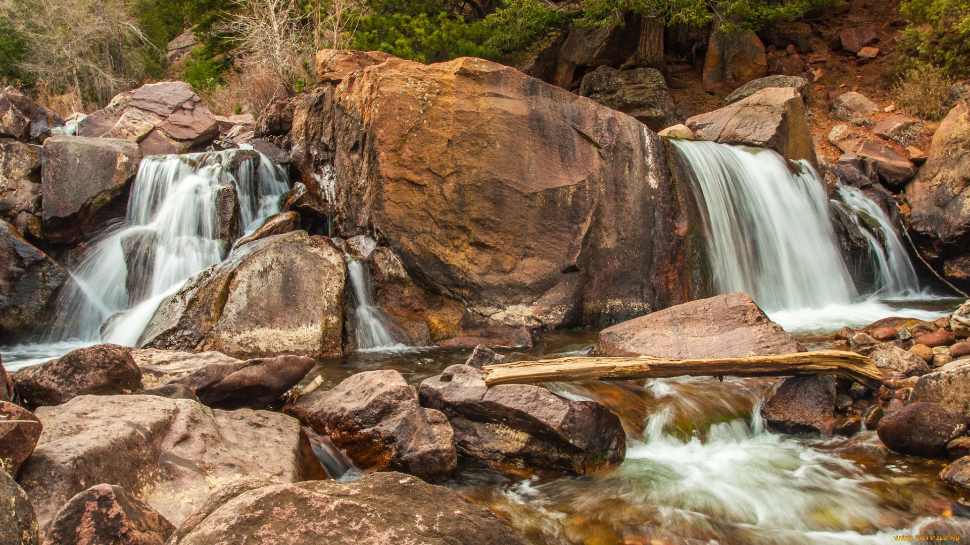 природа, водопады, обрыв, водопад