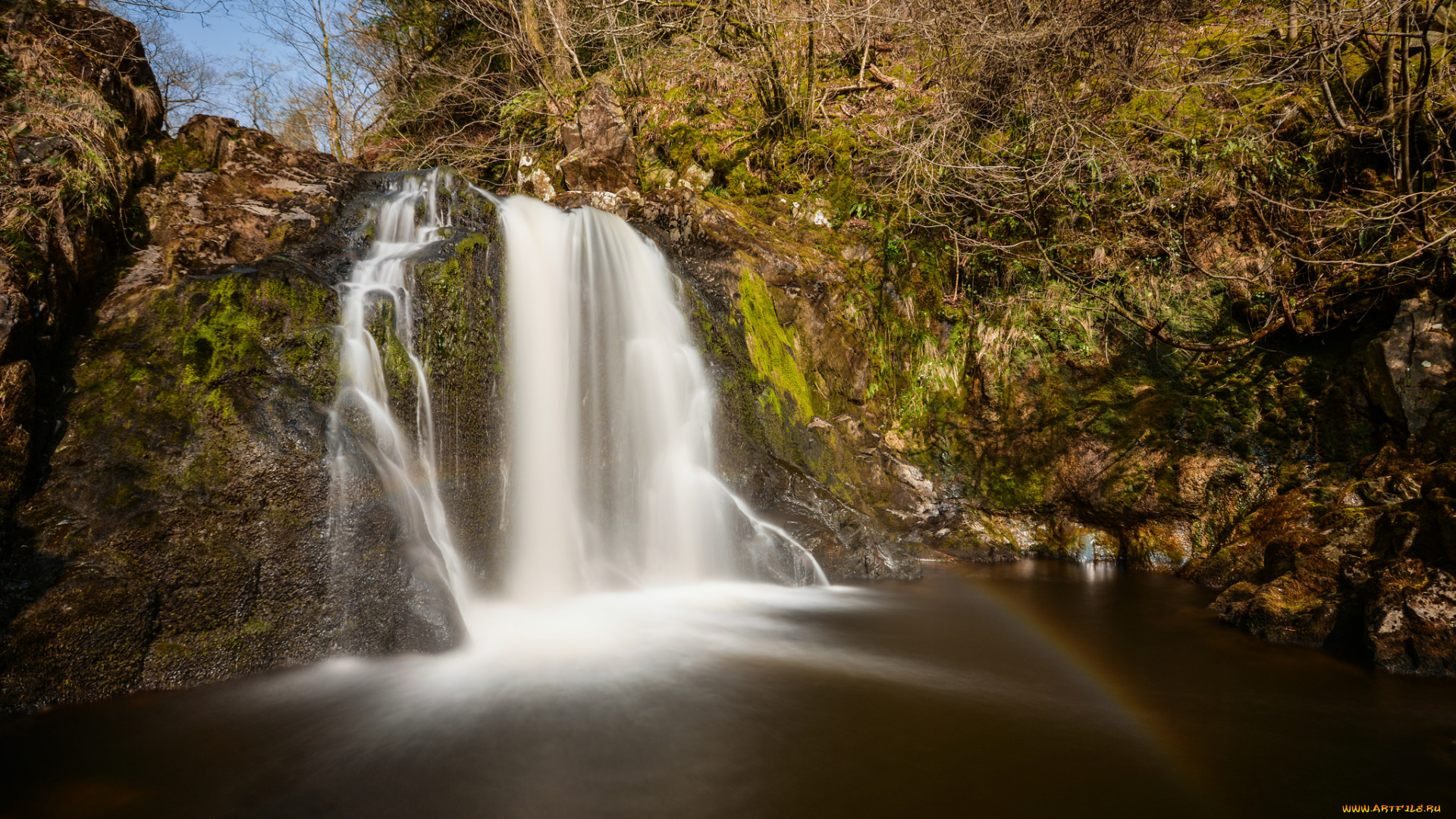 природа, водопады, река, водопад, лес