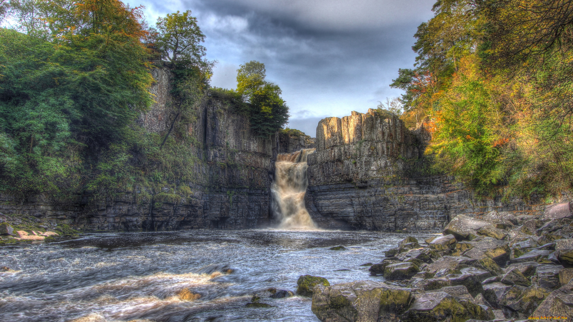 природа, водопады, водопад, река, лес