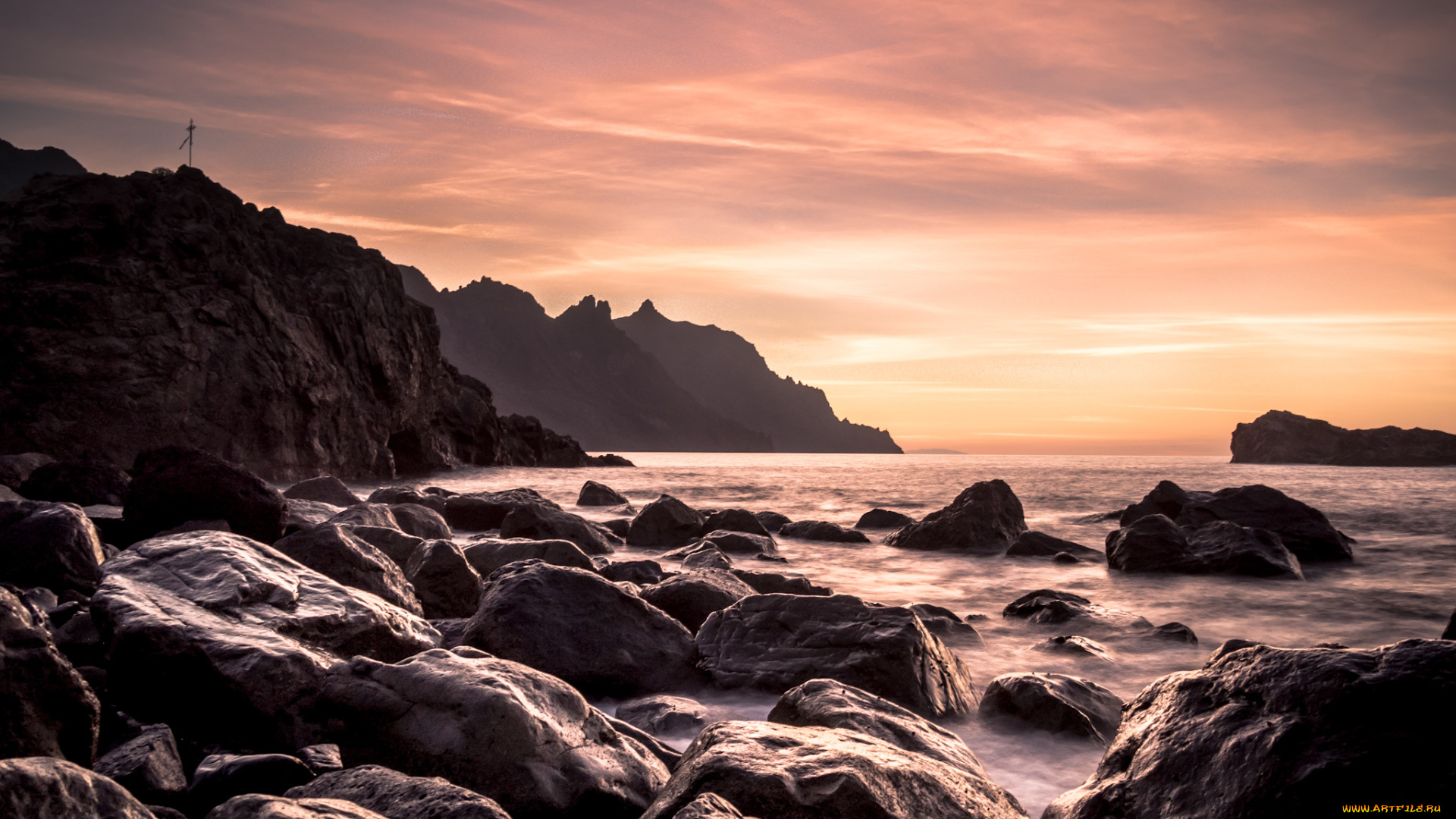 природа, восходы, закаты, берег, скалы, закат