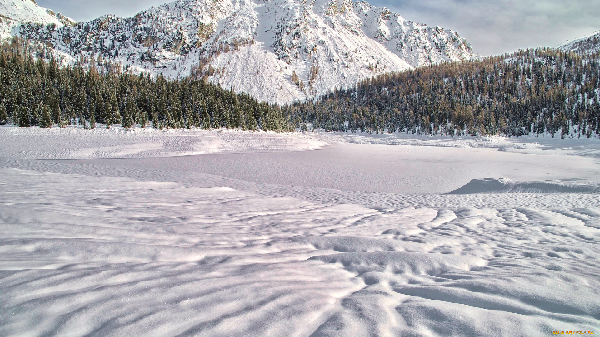природа, зима, гора, снег