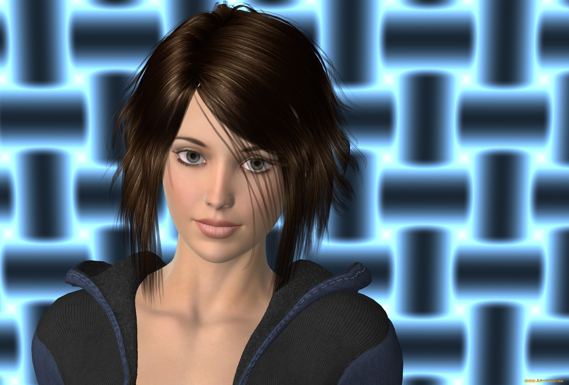 3д, графика, портрет, , portraits, девушка, взгляд, фон