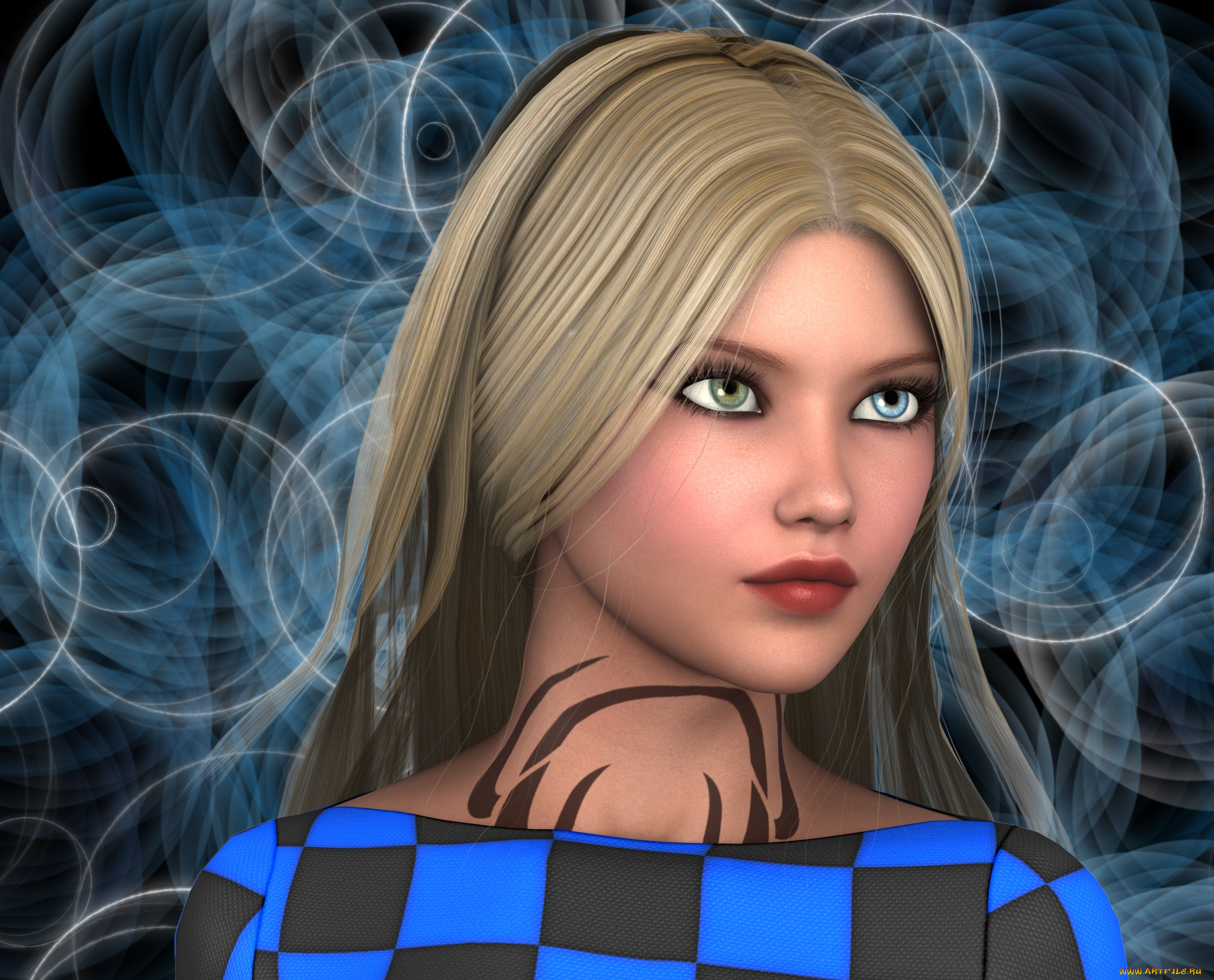 3д, графика, портрет, , portraits, девушка, взгляд, фон