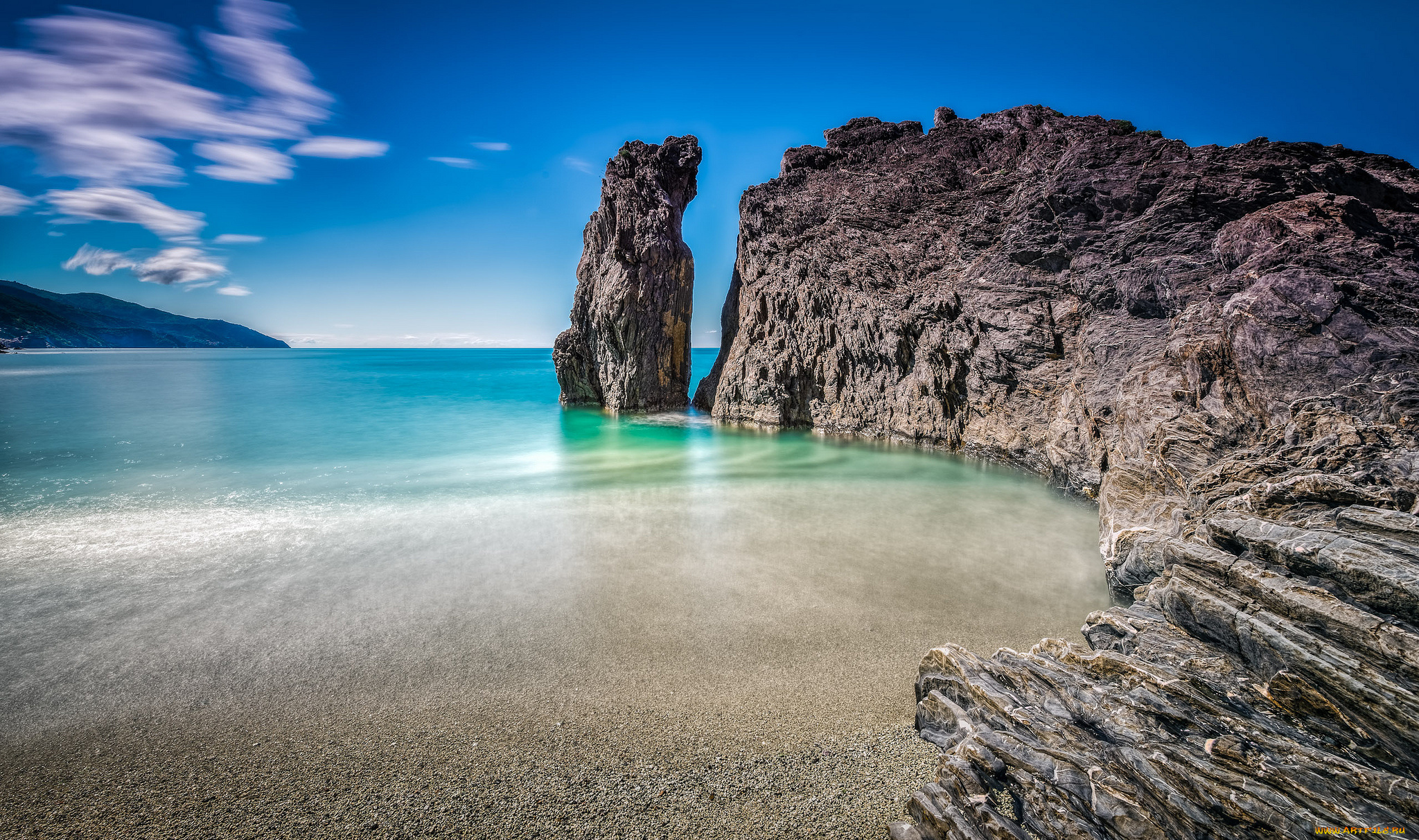 природа, побережье, скала, бухта, море