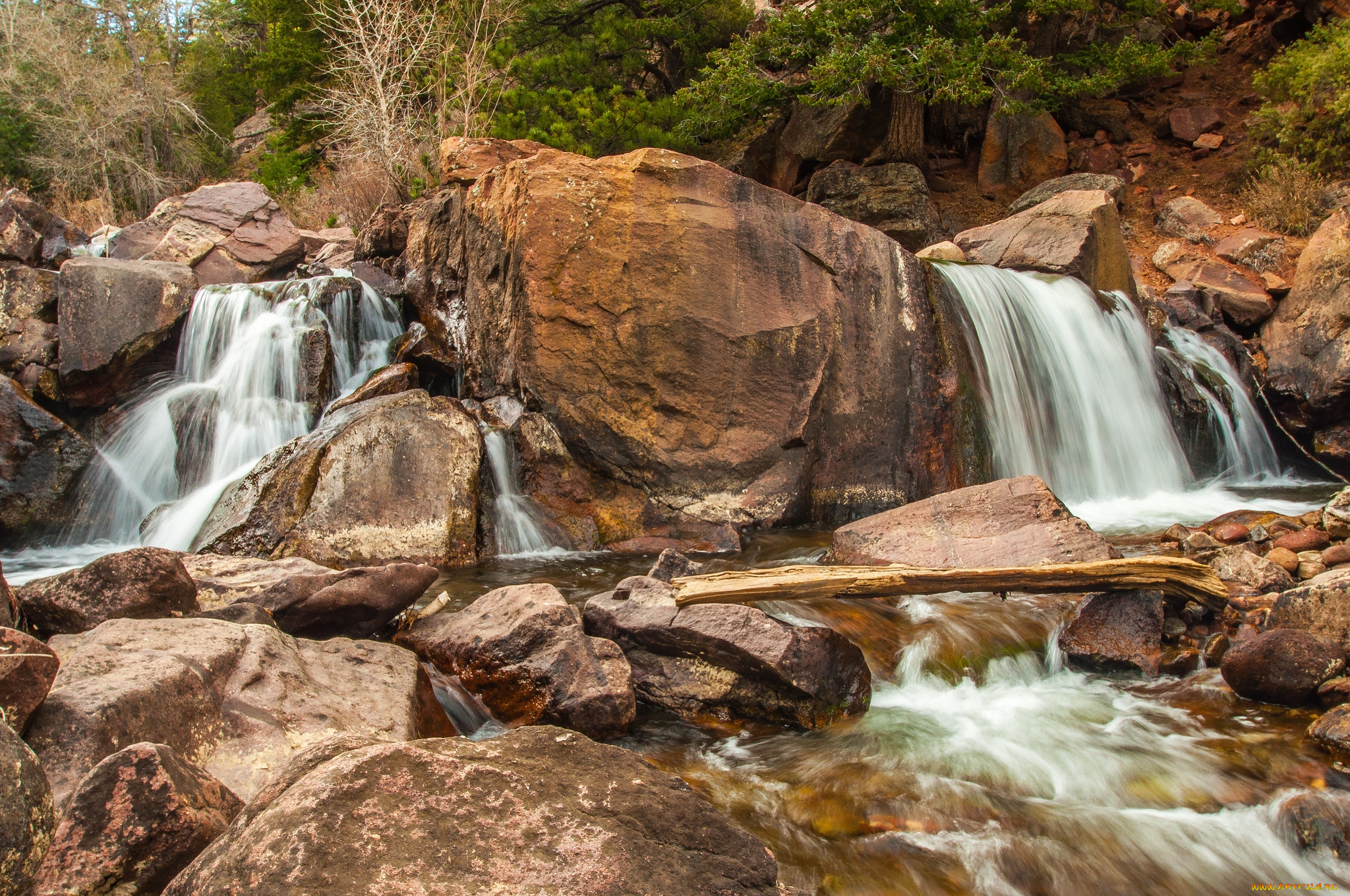 природа, водопады, обрыв, водопад