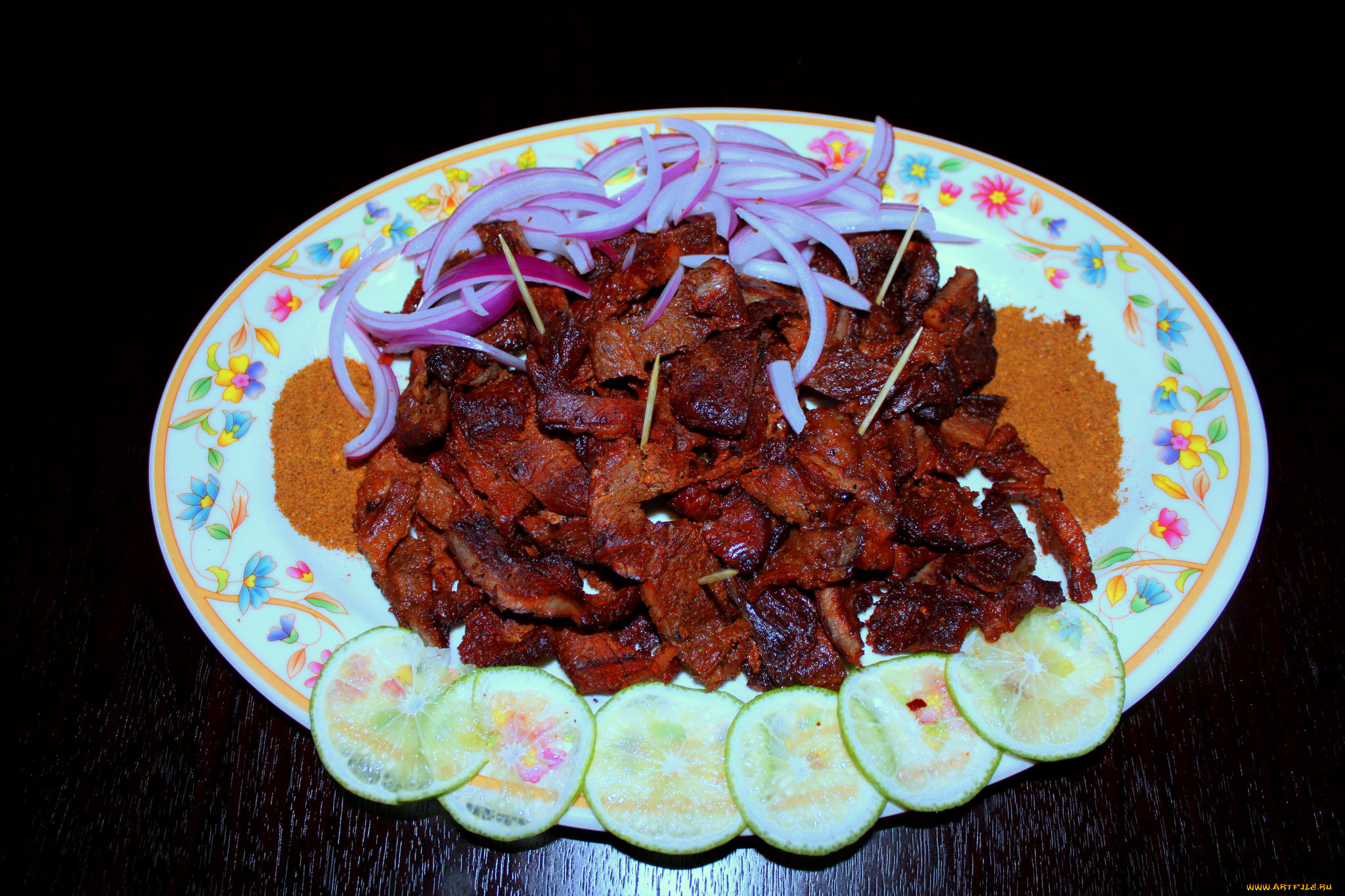 еда, мясные, блюда, лимон, мясо