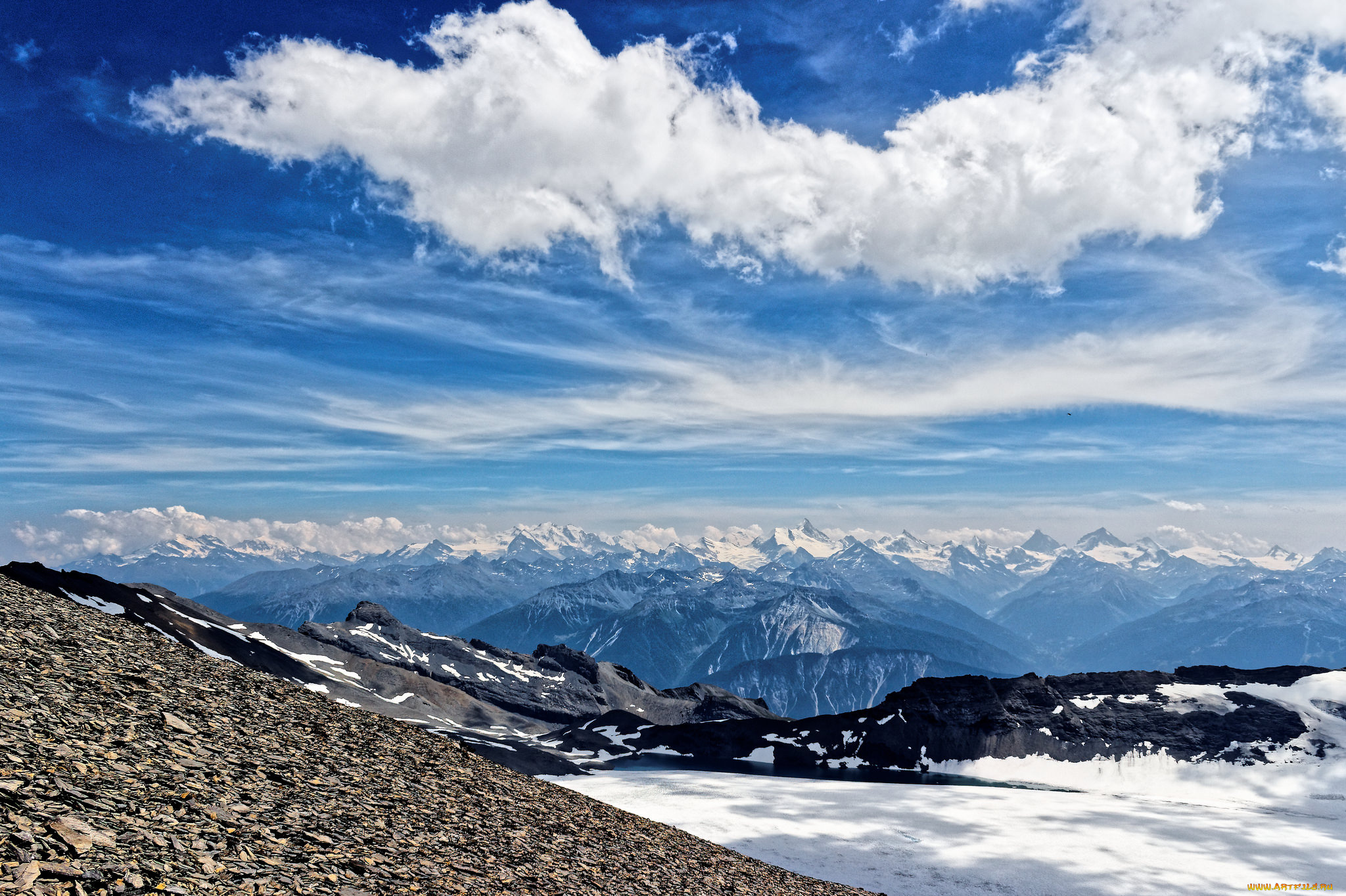 природа, горы, небо, облака