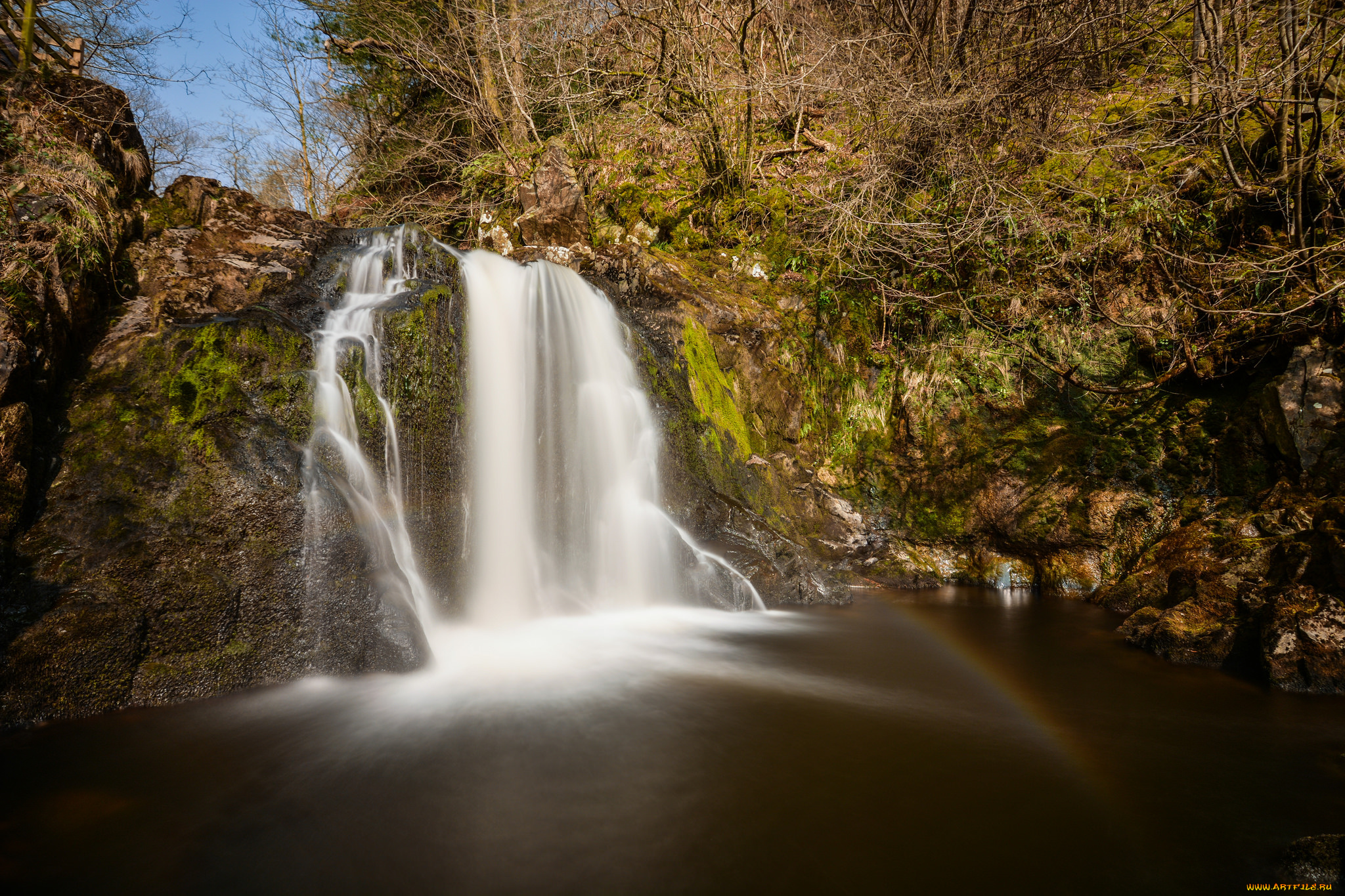 природа, водопады, река, водопад, лес