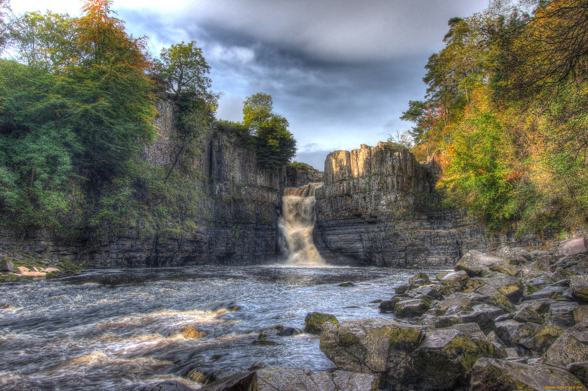 природа, водопады, водопад, река, лес