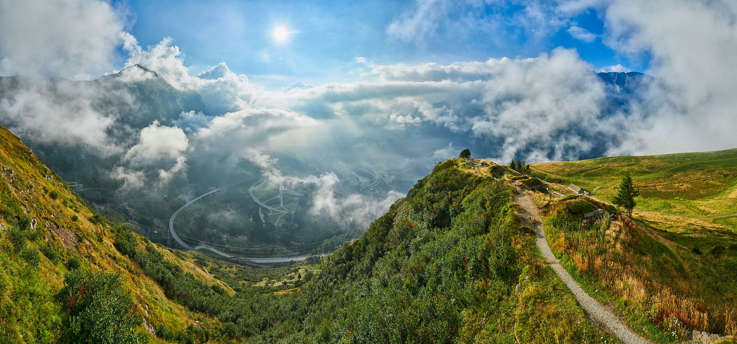 природа, восходы, закаты, облака, пейзаж, вид, сверху, восход