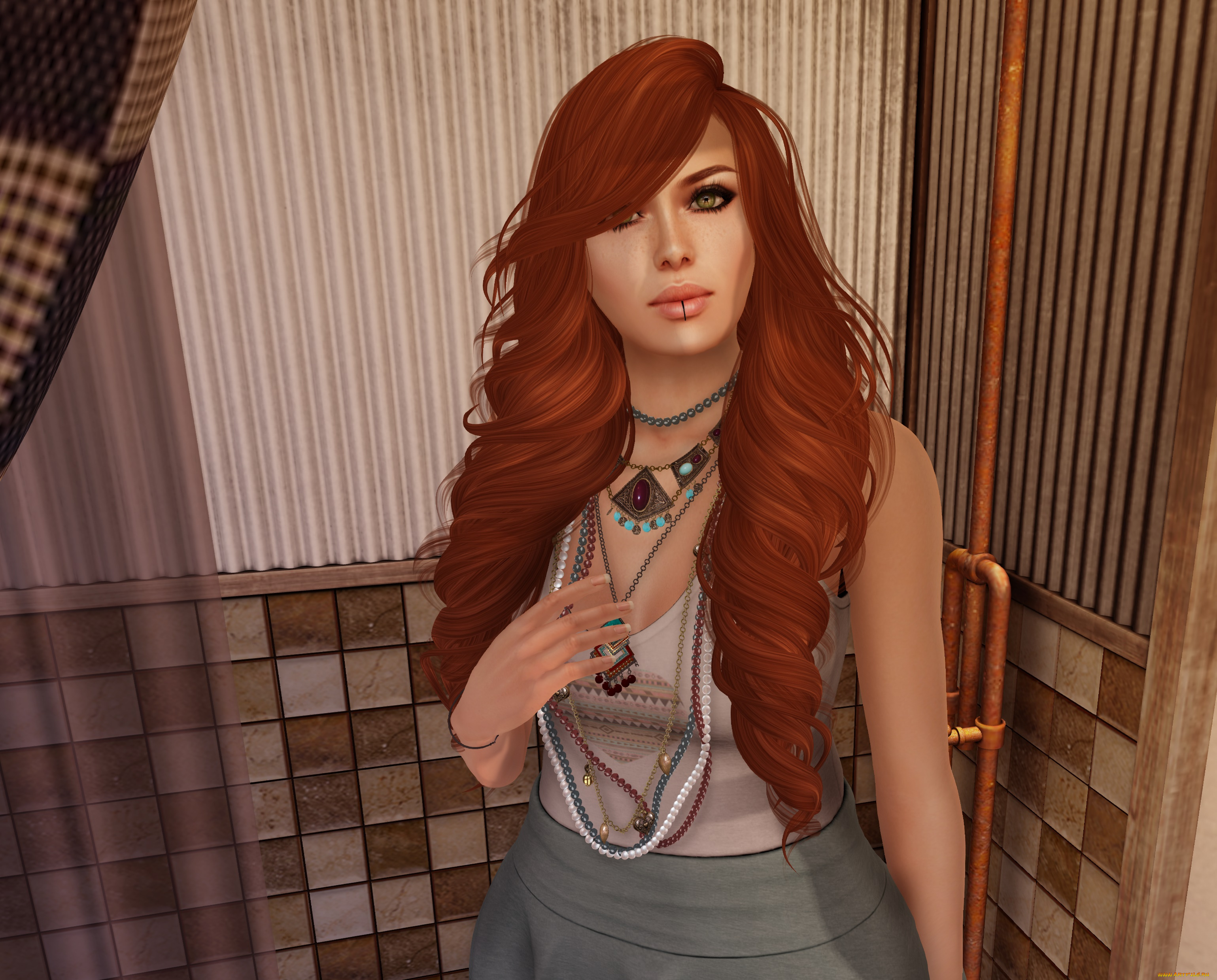 3д, графика, люди, , people, девушка, взгляд, фон