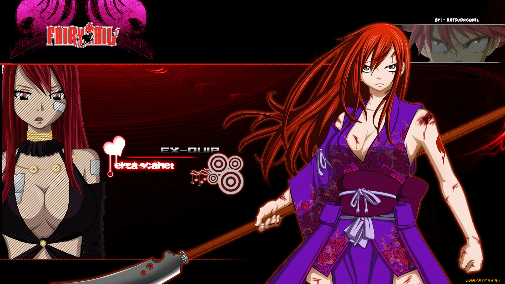 аниме, fairy, tail, девушка, фон, взгляд