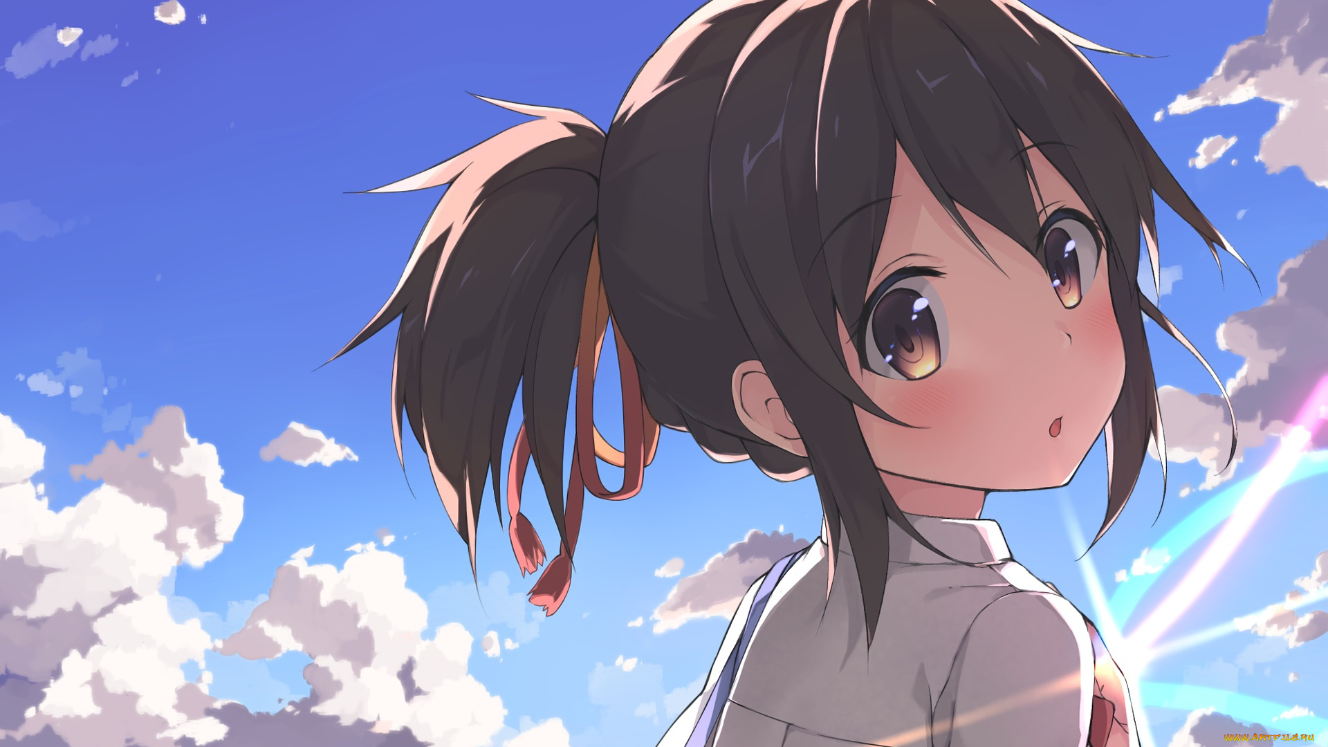 аниме, kimi, no, na, wa, девушка, фон, взгляд