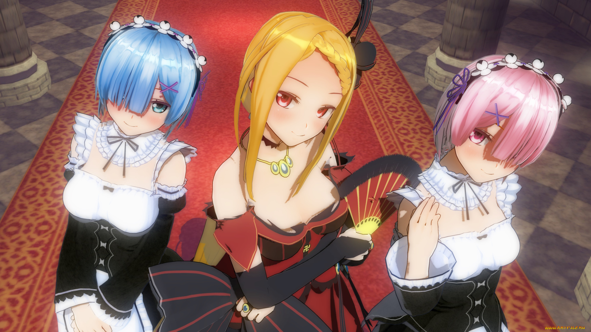 аниме, re, , zero, kara, hajimeru, isekai, seikatsu, взгляд, девушки, фон