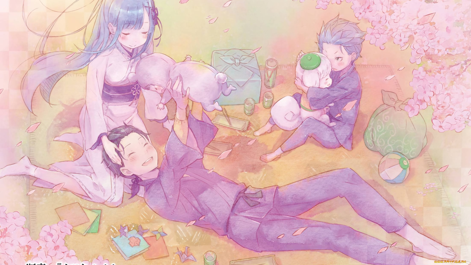 аниме, re, , zero, kara, hajimeru, isekai, seikatsu, дети, субару, эмилия, семья, арт