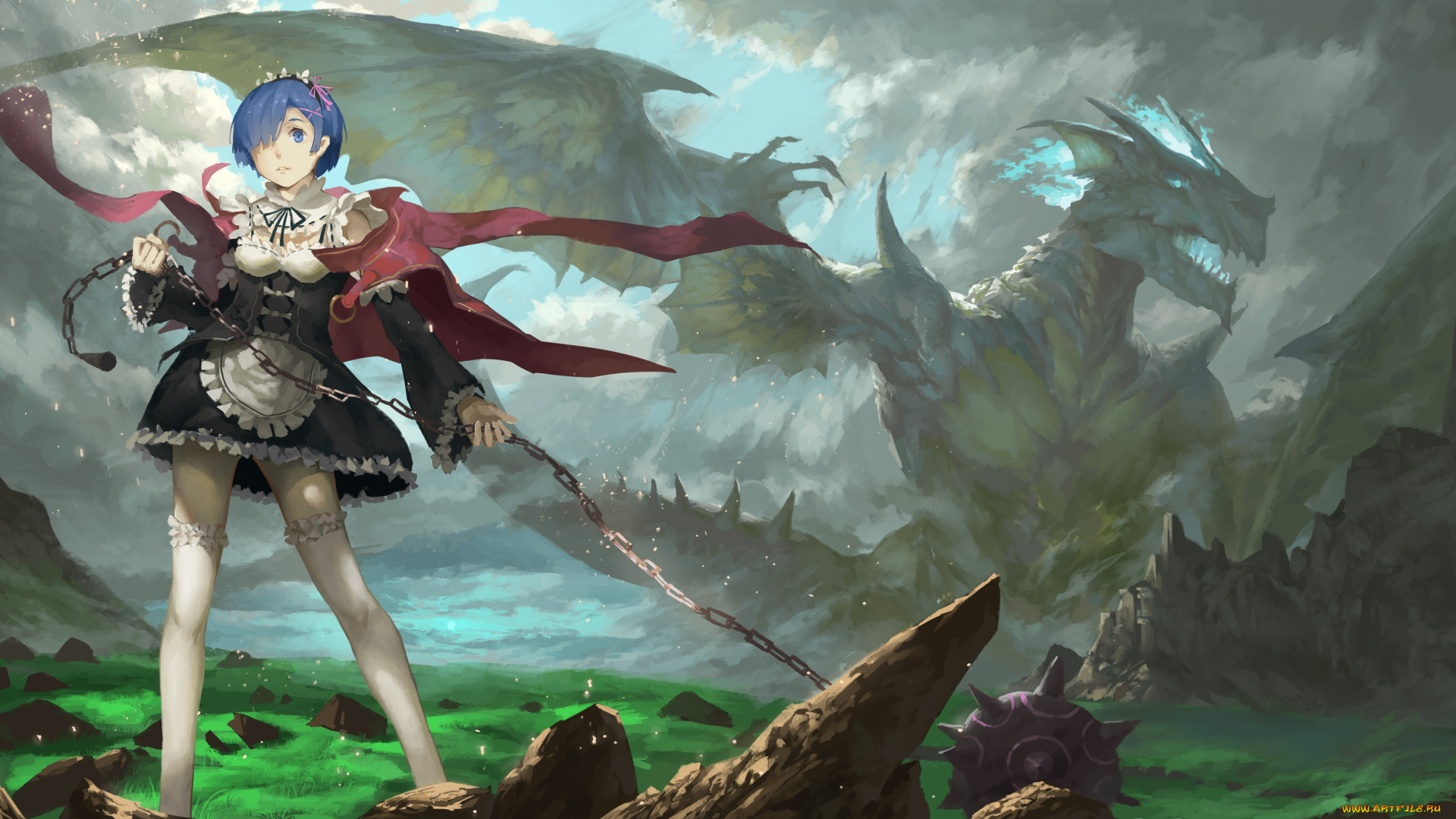 аниме, re, , zero, kara, hajimeru, isekai, seikatsu, рем