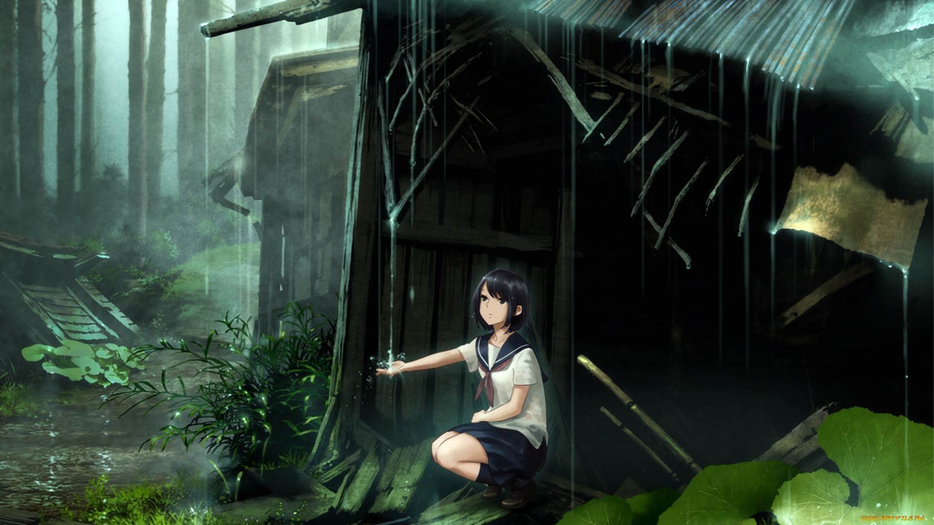 аниме, unknown, , другое, девушка, взгляд, фон