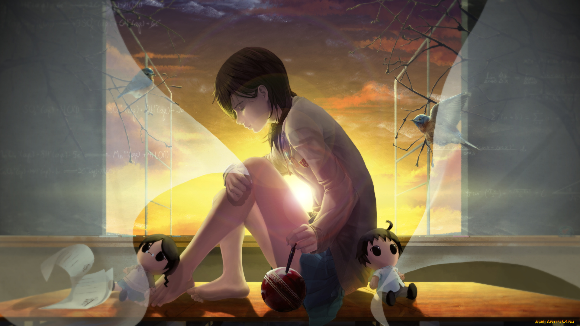 аниме, unknown, , другое, фон, взгляд, девушка