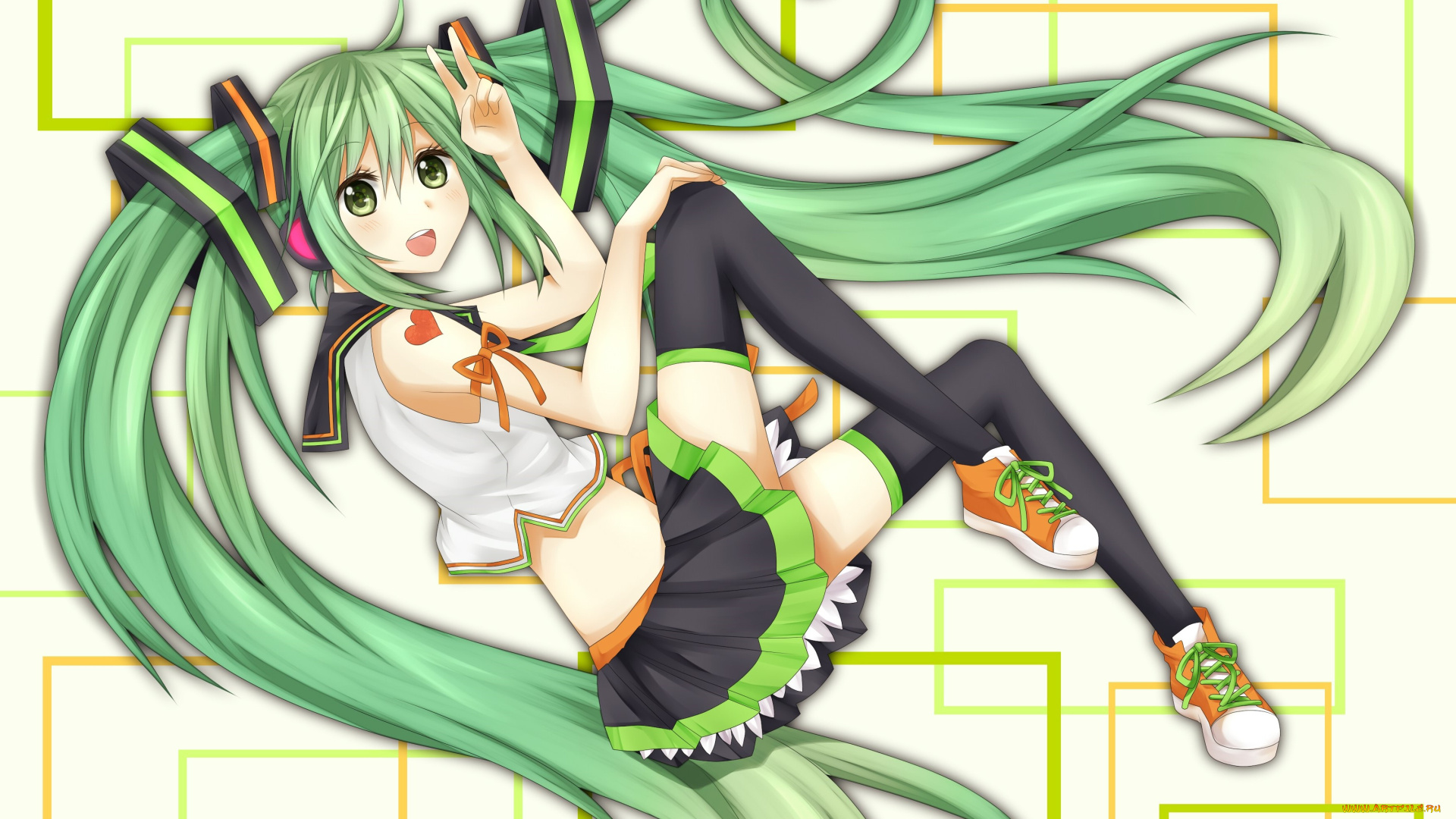 аниме, vocaloid, взгляд, фон, девушка