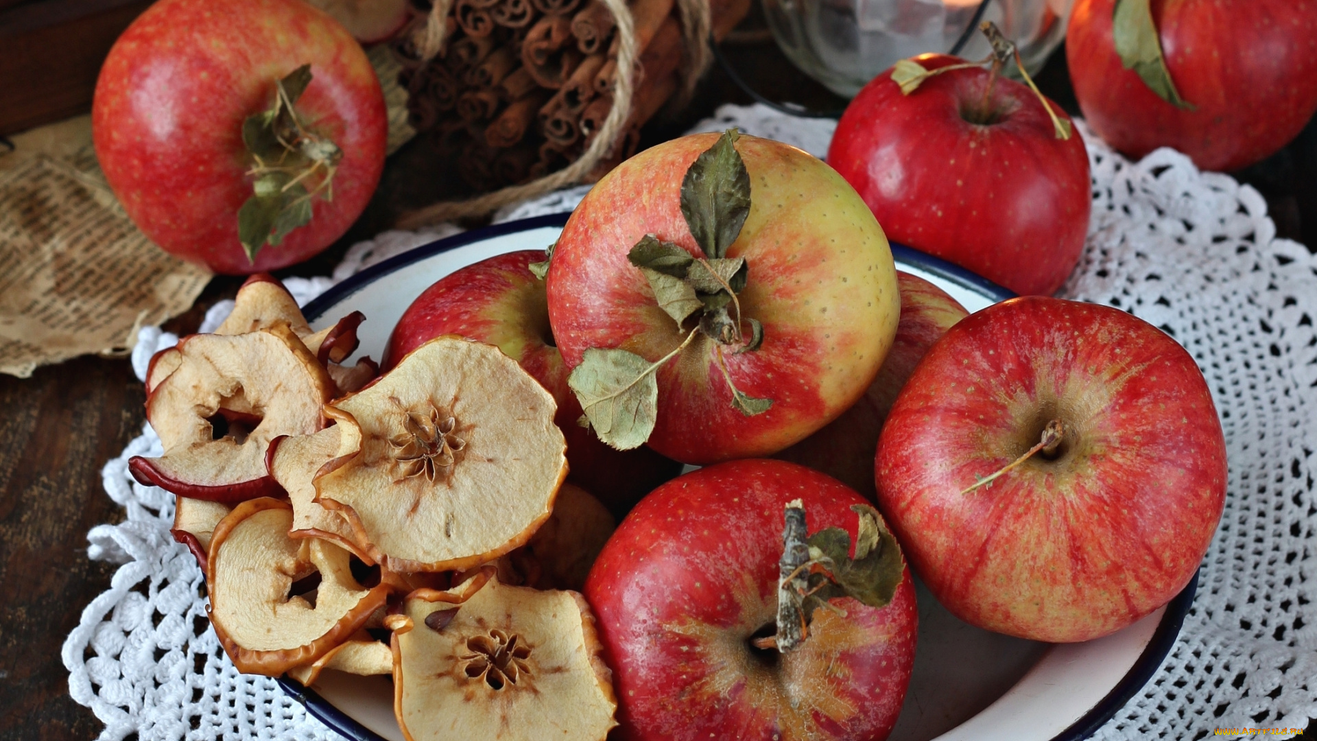 еда, Яблоки, сухофрукт, корица, яблоки