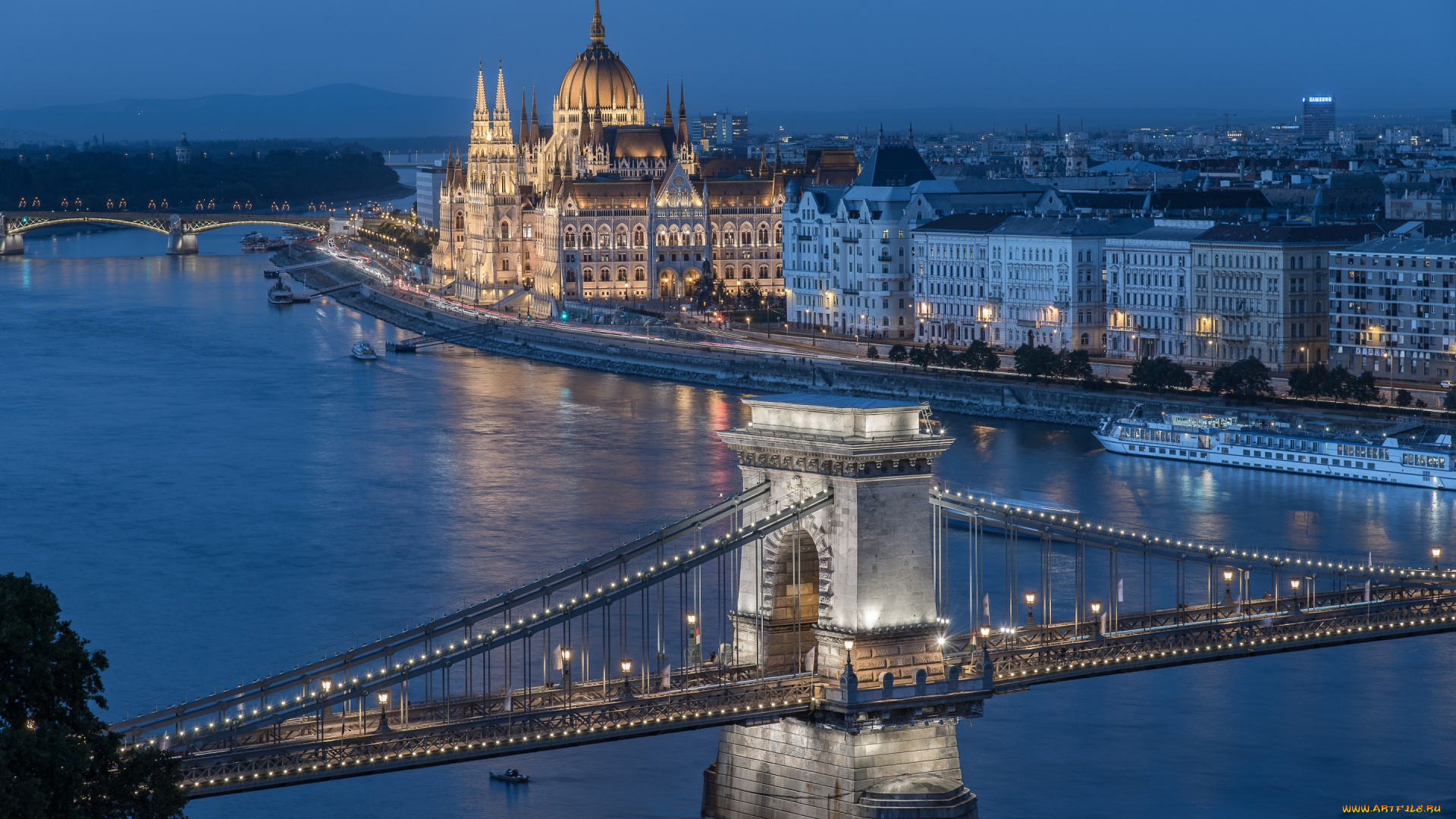 города, будапешт, , венгрия, chain, bridge, река, дунай, здание, венгерского, парламента, набережная, мосты, цепной, мост, danube, river, будапешт