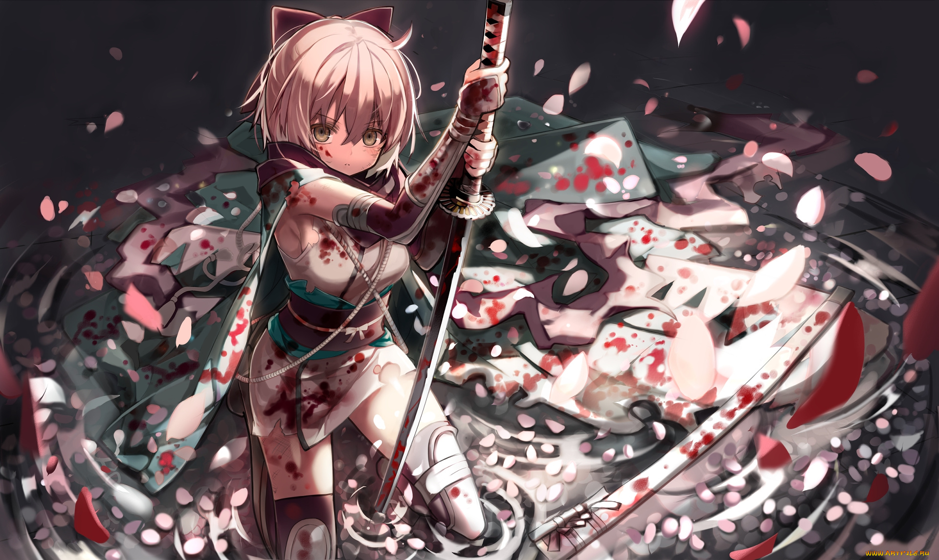 аниме, fate, stay, night, девушка, взгляд, фон