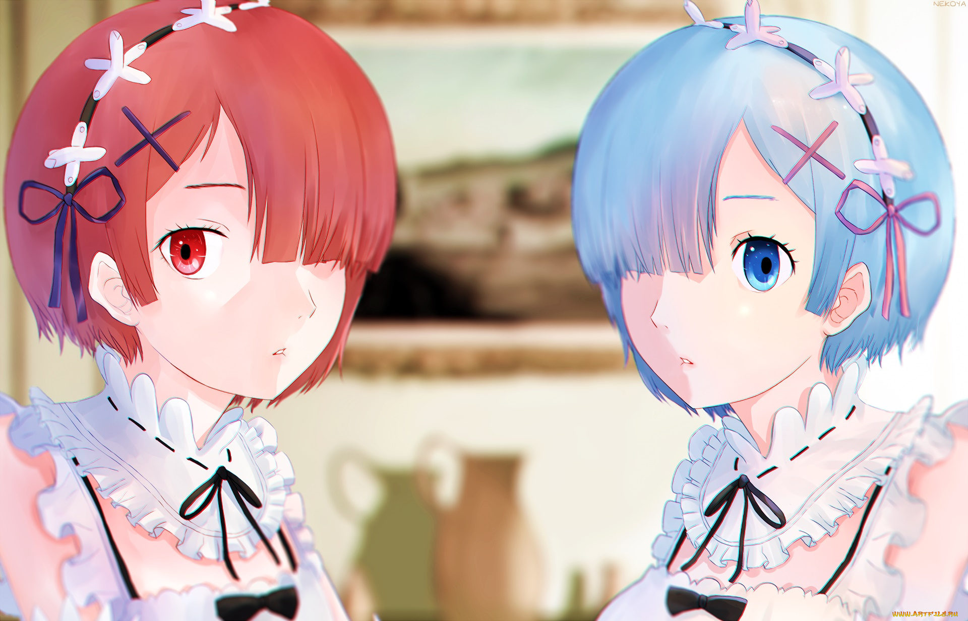 аниме, re, , zero, kara, hajimeru, isekai, seikatsu, фон, взгляд, девушки