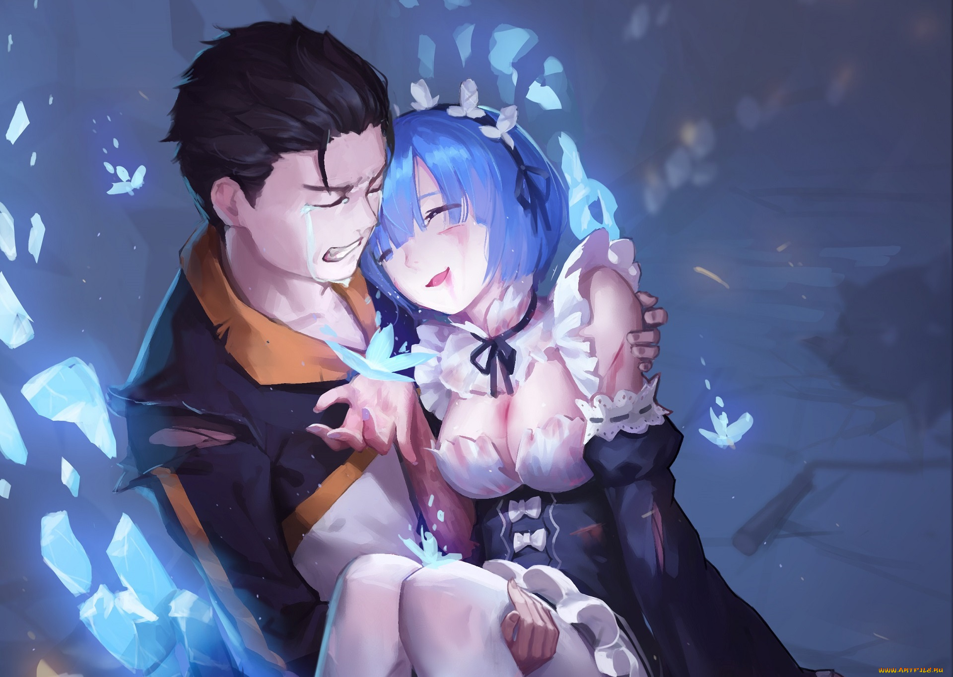 аниме, re, , zero, kara, hajimeru, isekai, seikatsu, субару, рем