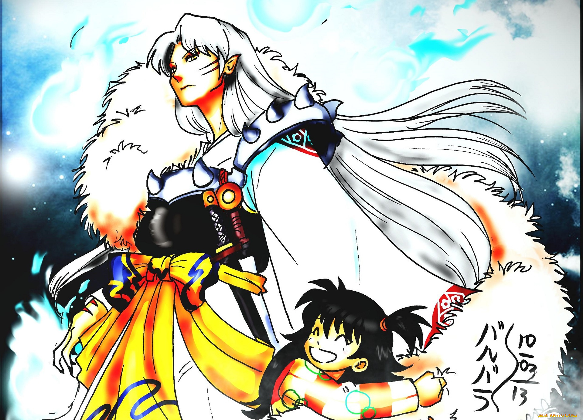 аниме, inuyasha, рин, сешоумару