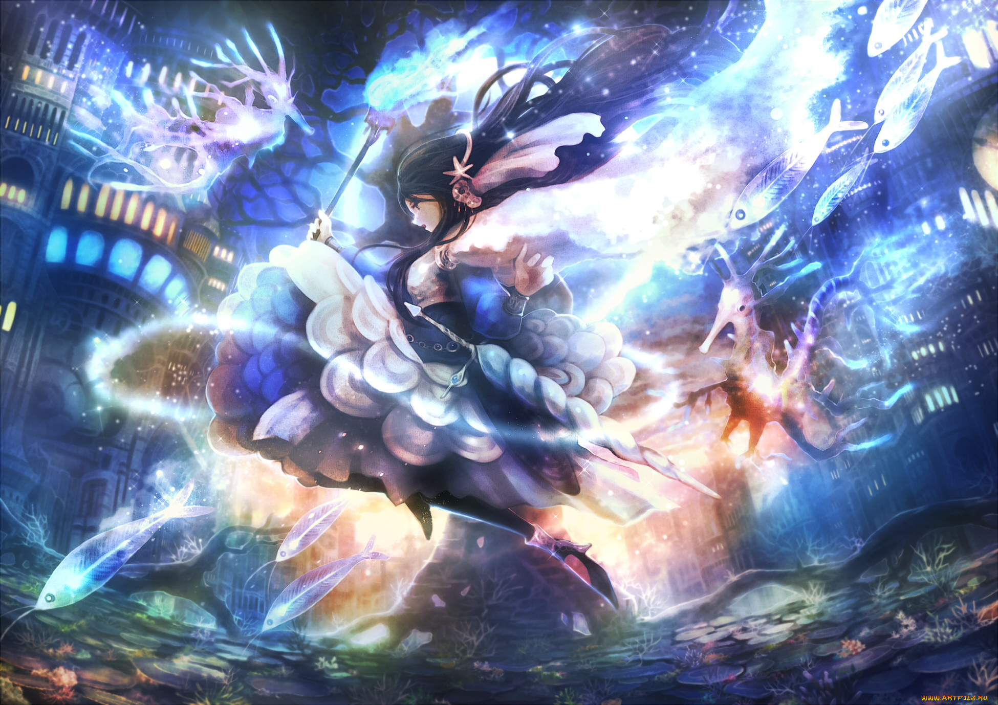 аниме, животные, , существа, фон, взгляд, девушка