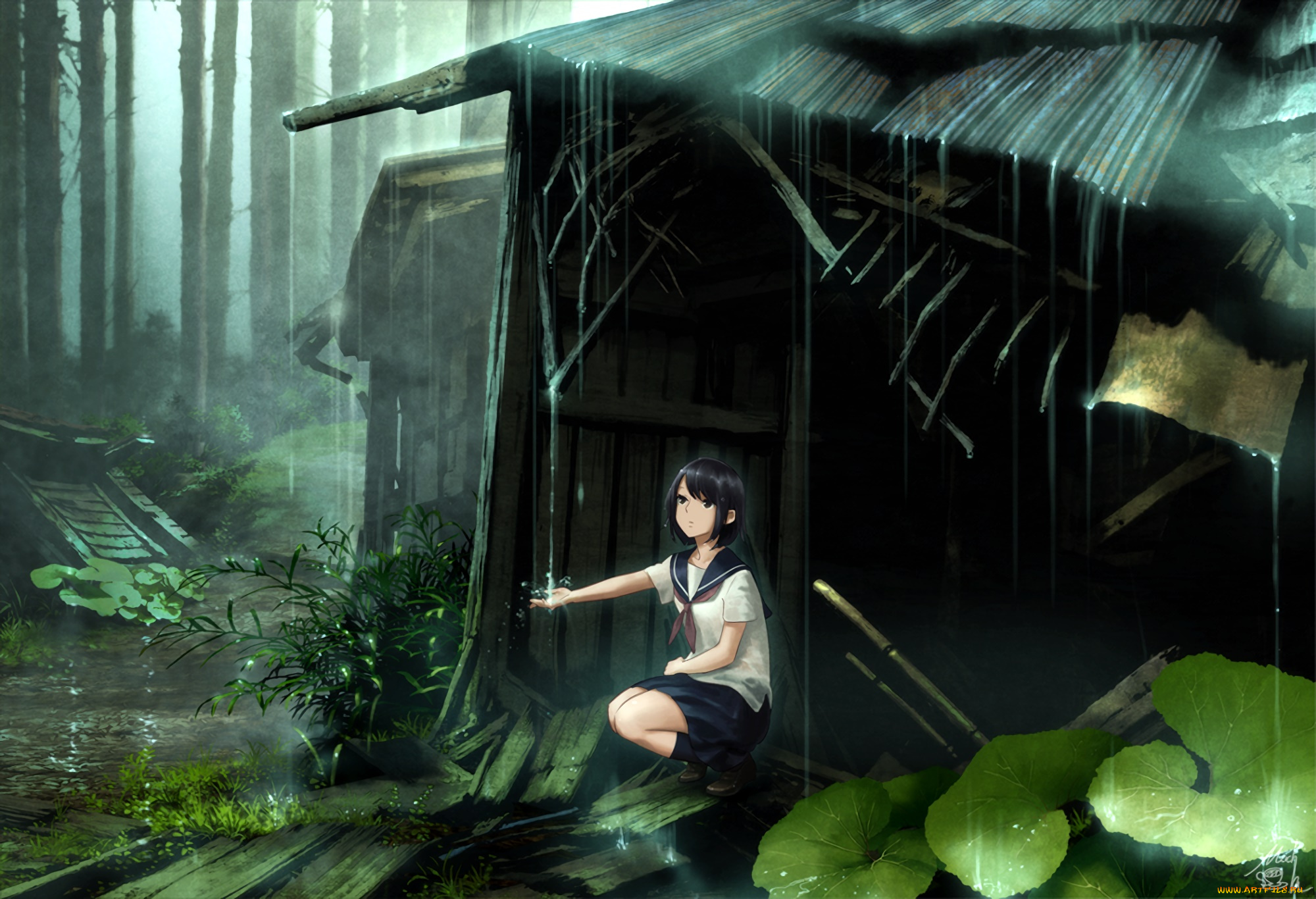 аниме, unknown, , другое, девушка, взгляд, фон