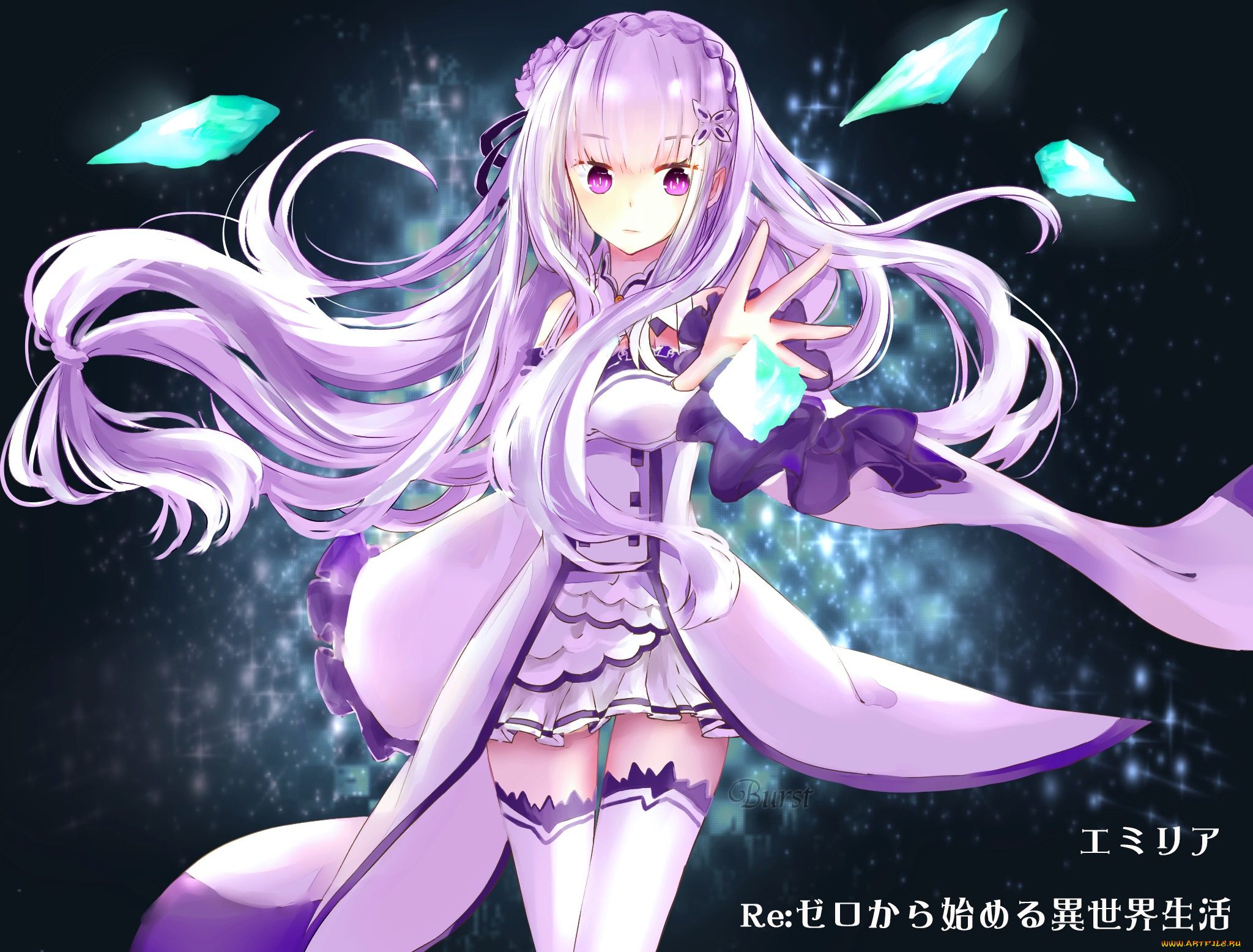 аниме, re, , zero, kara, hajimeru, isekai, seikatsu, фон, взгляд, девушка