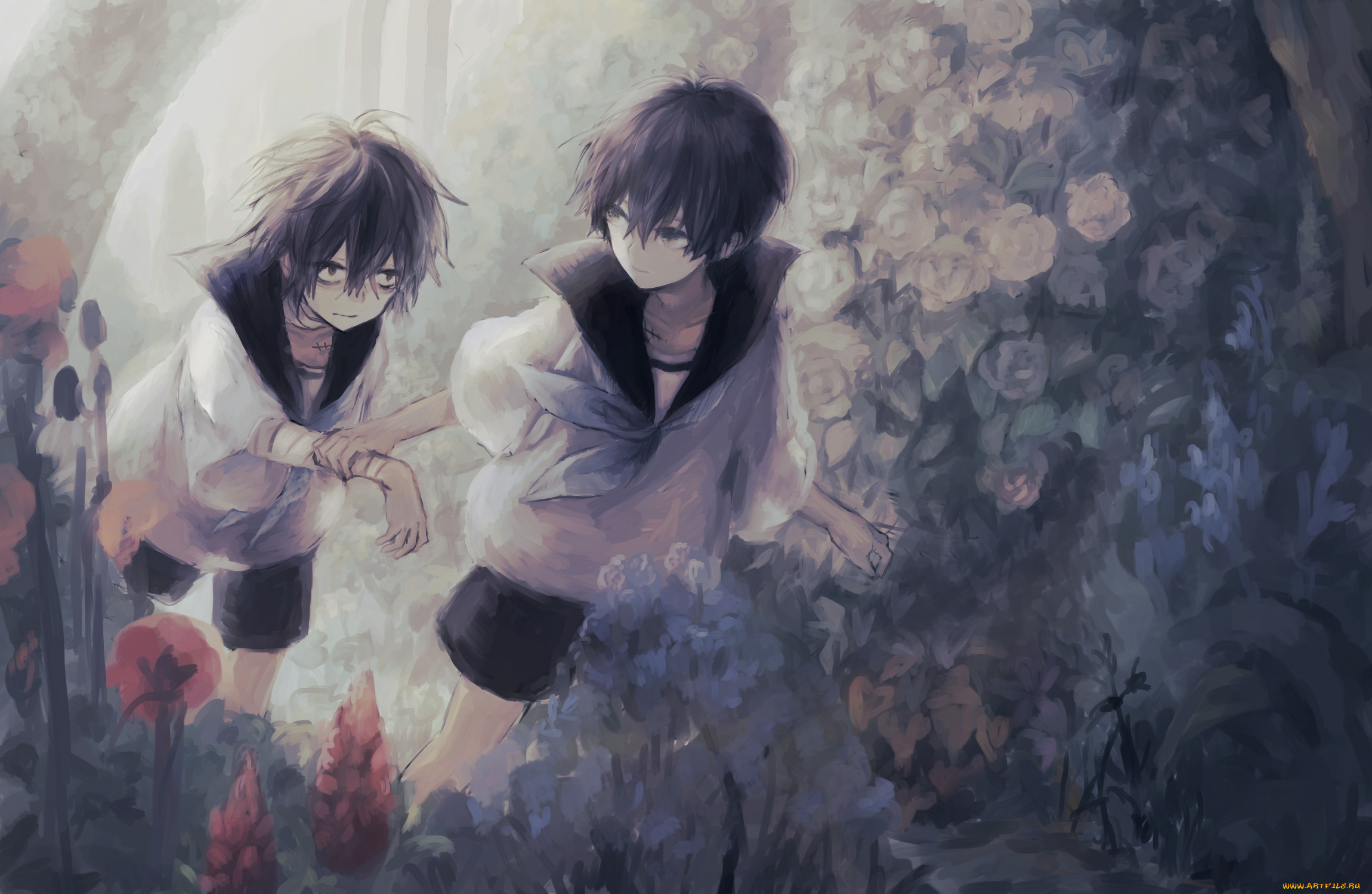 аниме, unknown, , другое, девушки, фон, взгляд