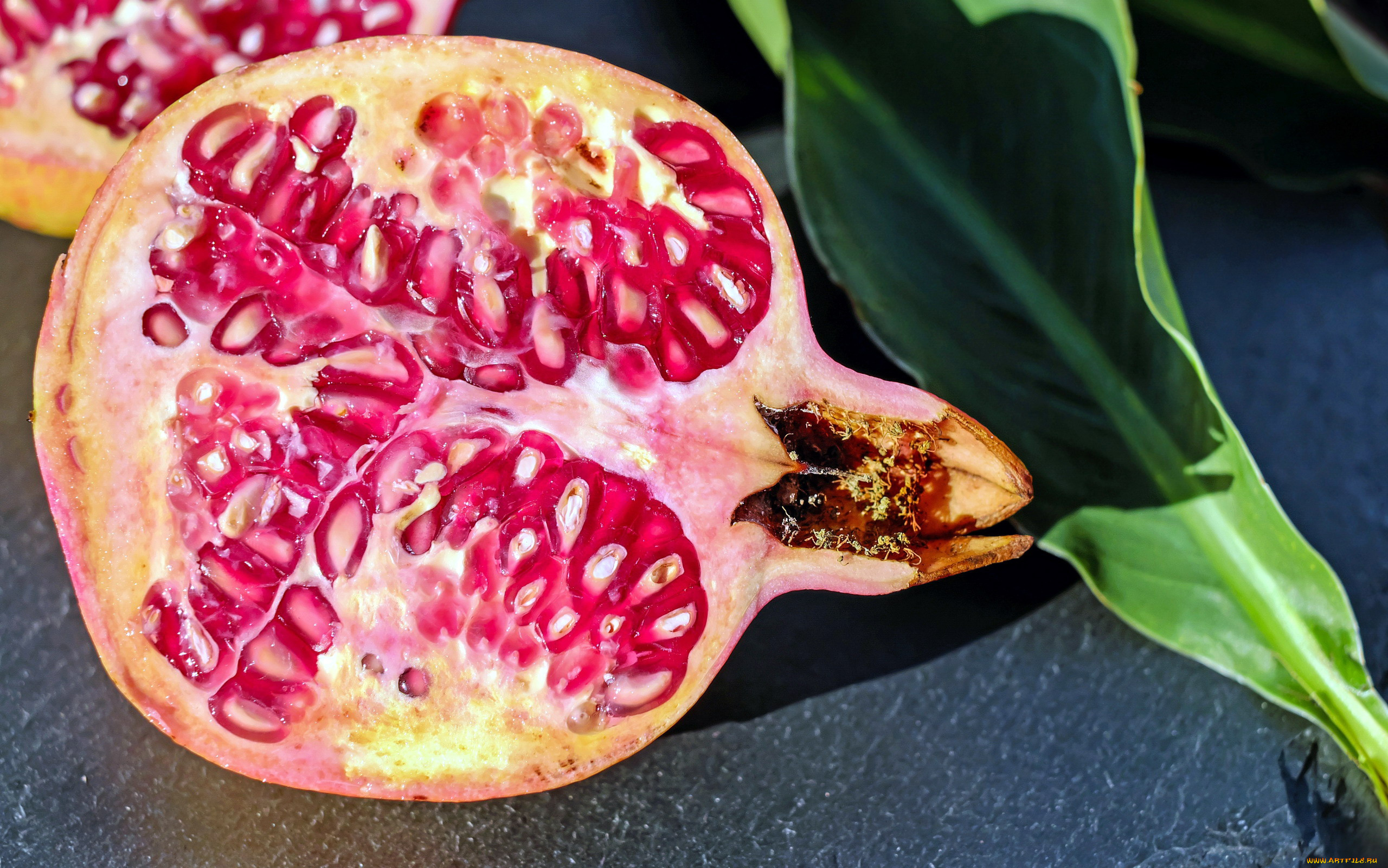 еда, гранат, плод, разрезанный