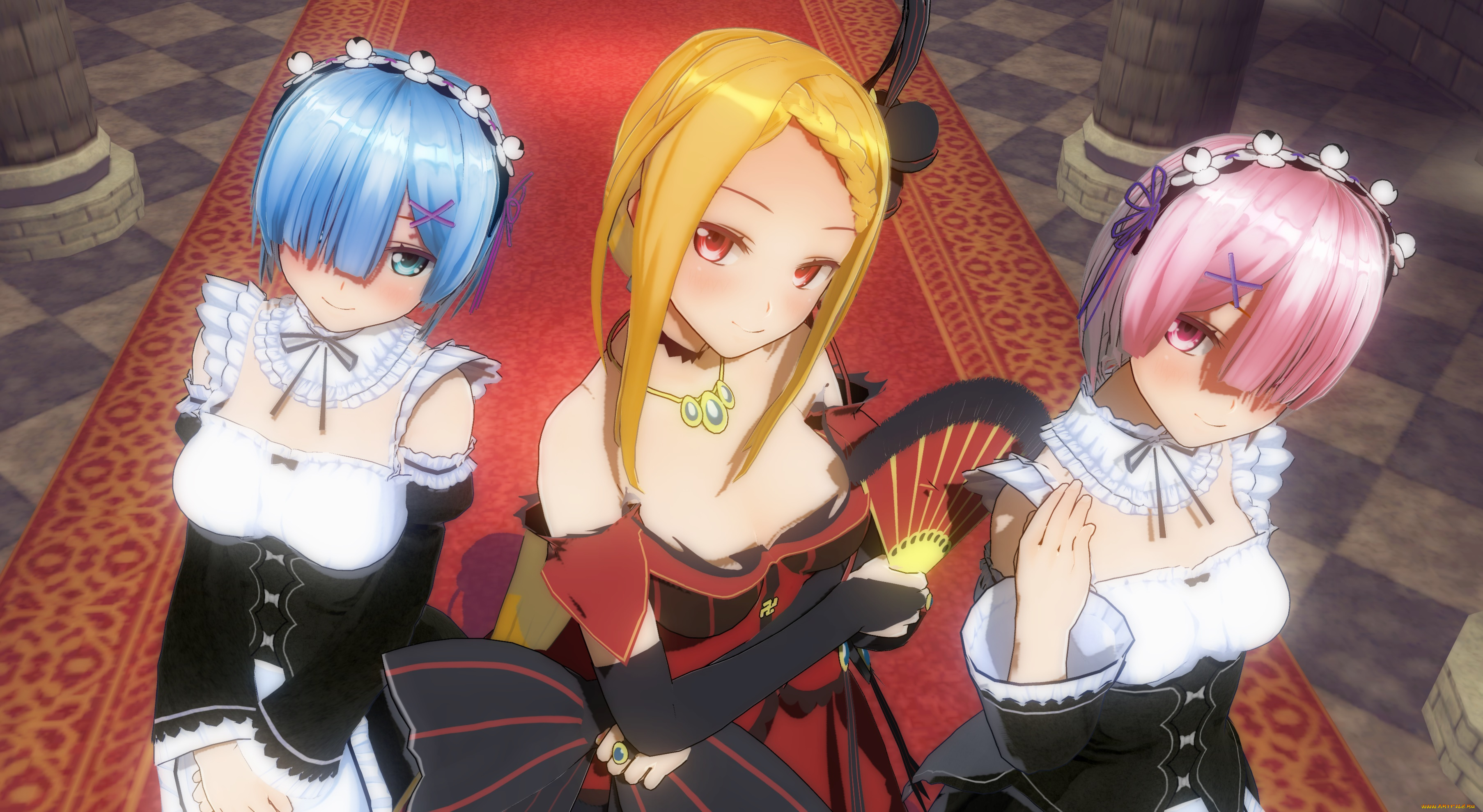 аниме, re, , zero, kara, hajimeru, isekai, seikatsu, взгляд, девушки, фон