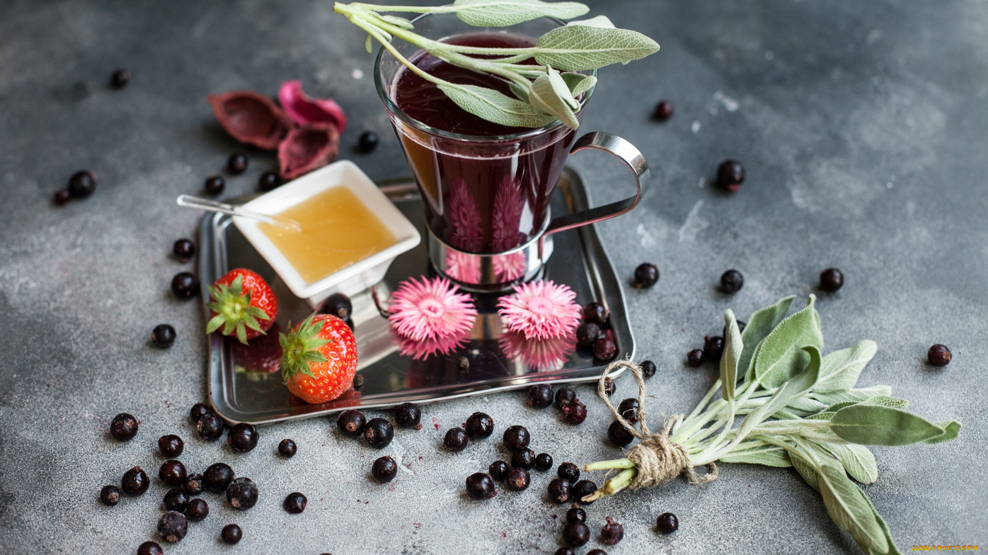 еда, напитки, мед, смородина, клубника, ягоды, напиток