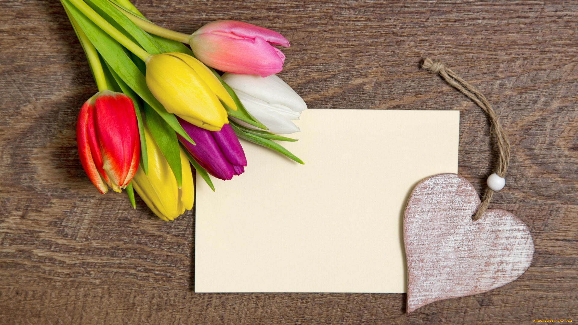 праздничные, день, святого, валентина, , сердечки, , любовь, букет, сердце, с, праздником, романтика, tulips, romantic, тюльпаны, wood, colorful, love, heart