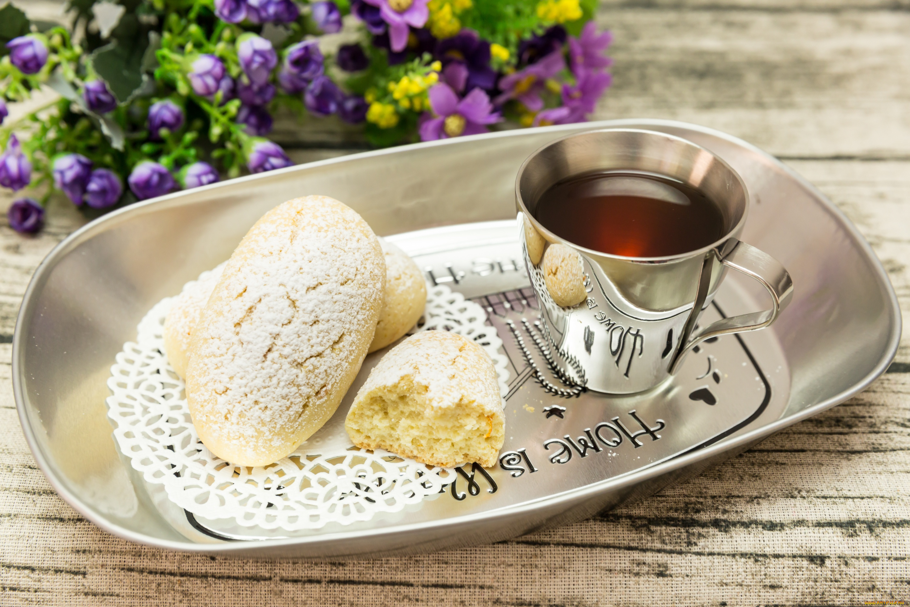 еда, напитки, , Чай, цветы, чай, печенье