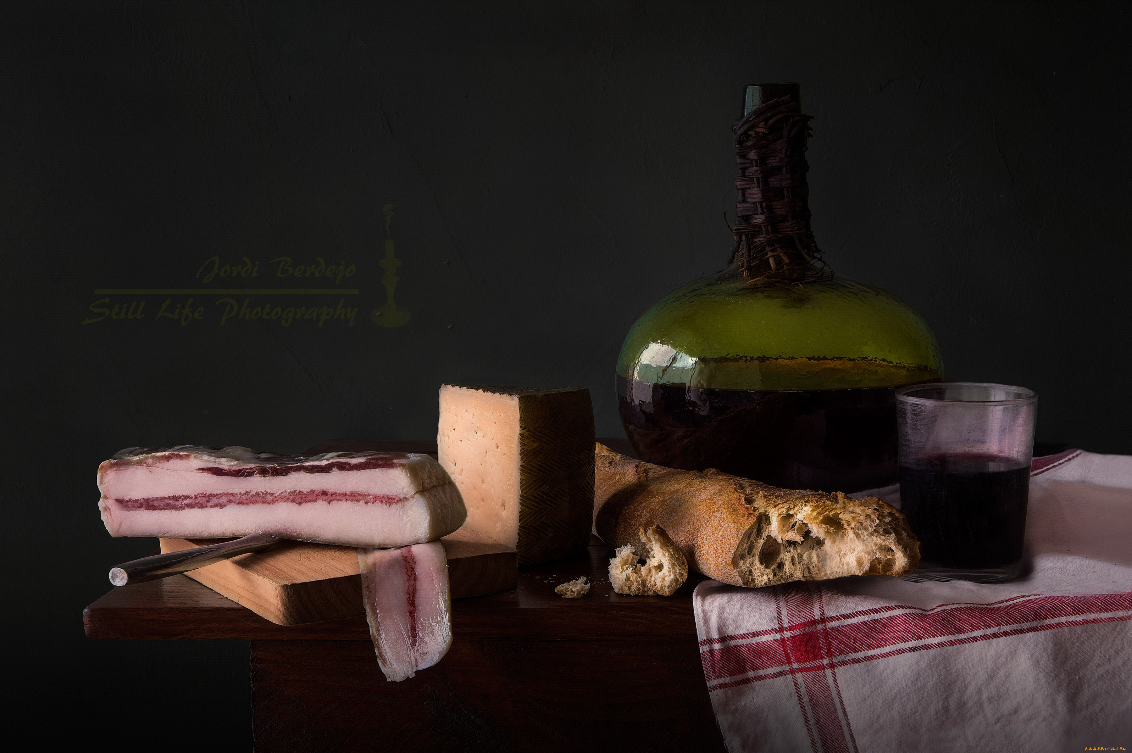 еда, натюрморт, хлеб, посуда, сало