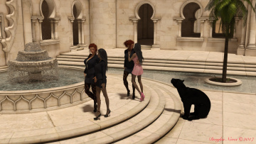 обоя 3д графика, люди , people, девушки, фон, взгляд