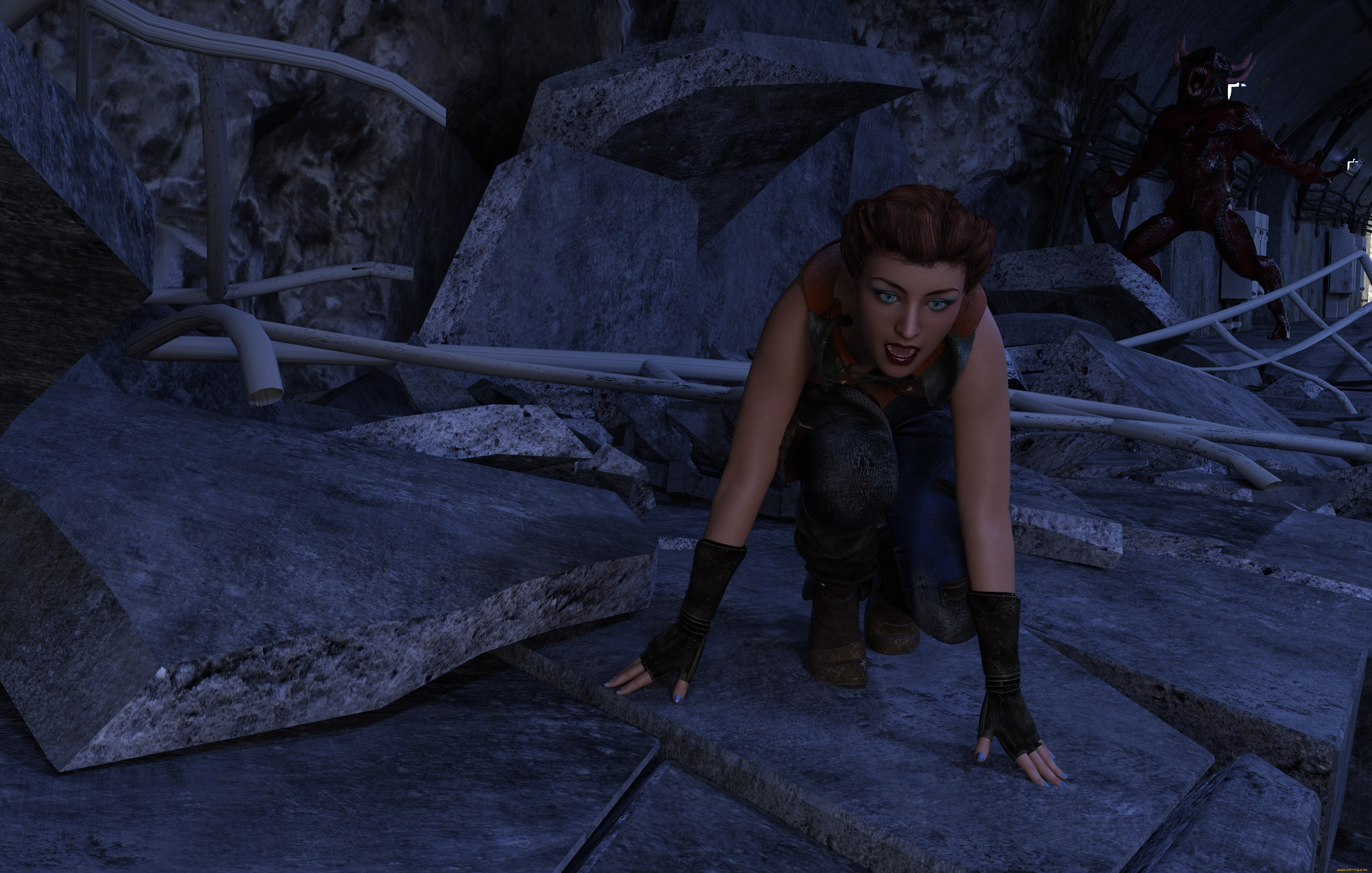 3д, графика, фантазия, , fantasy, девушка, взгляд, фон