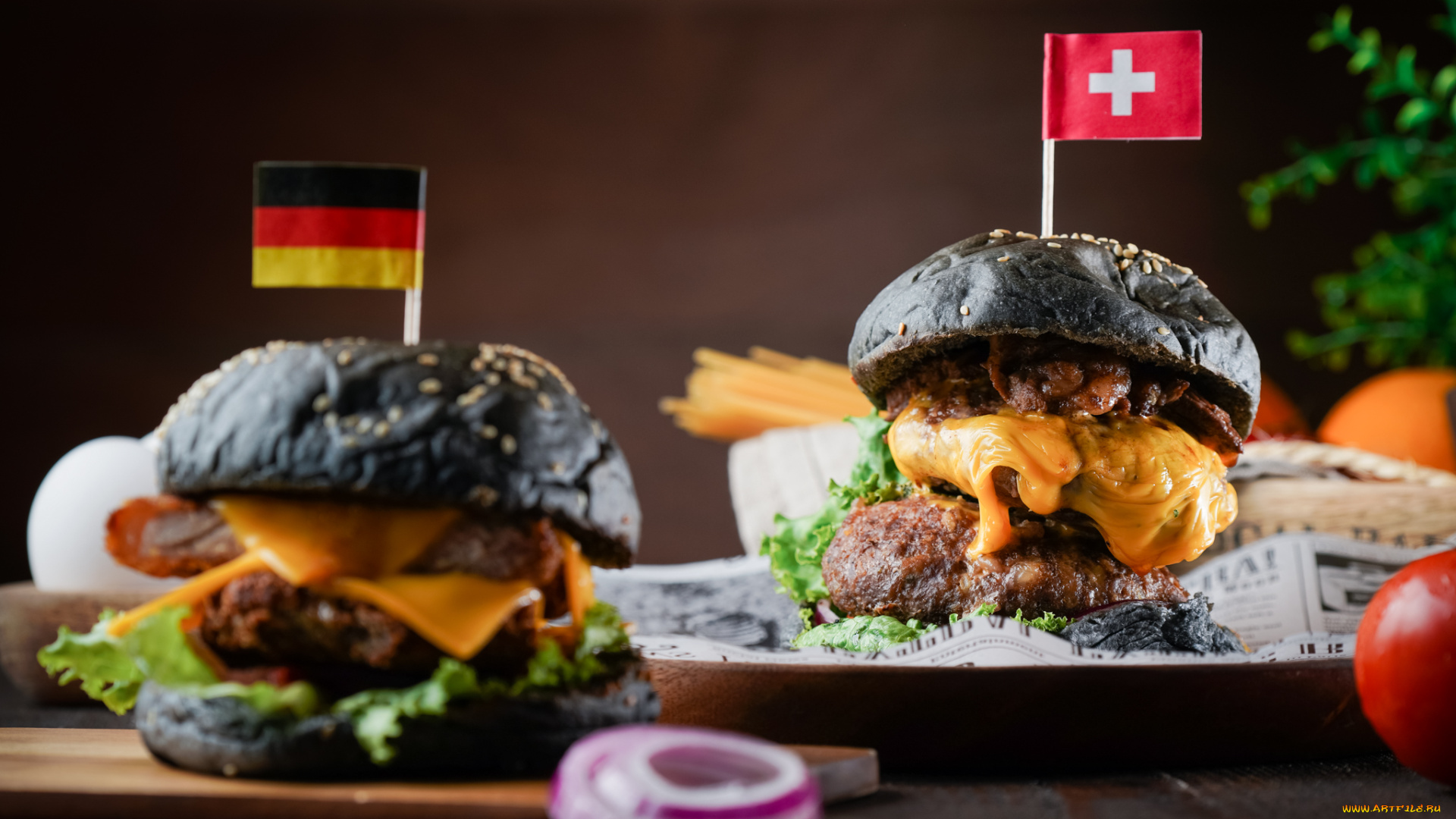 еда, бутерброды, , гамбургеры, , канапе, начинка, гамбургер, флаг