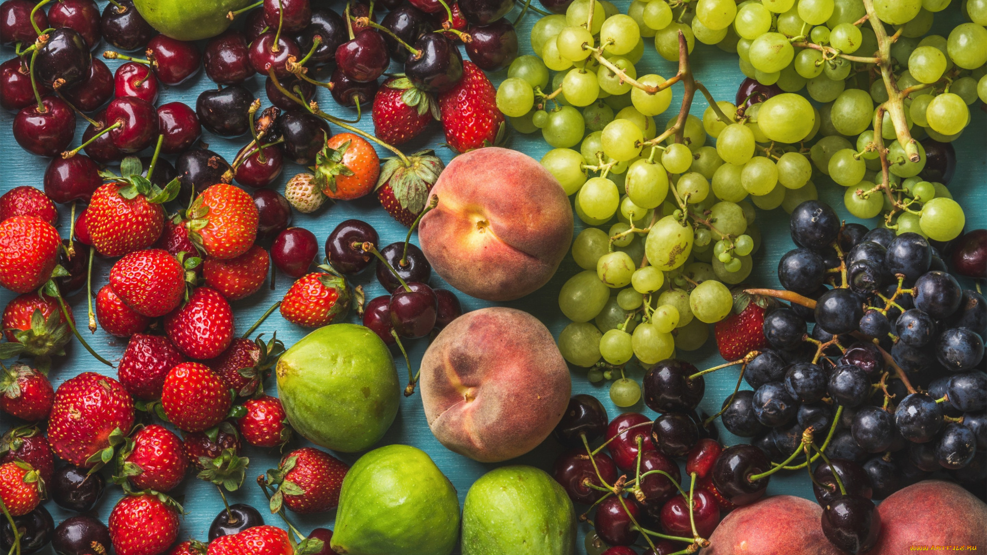 еда, фрукты, , ягоды, ягода, виноград, персики, клубника, вишня