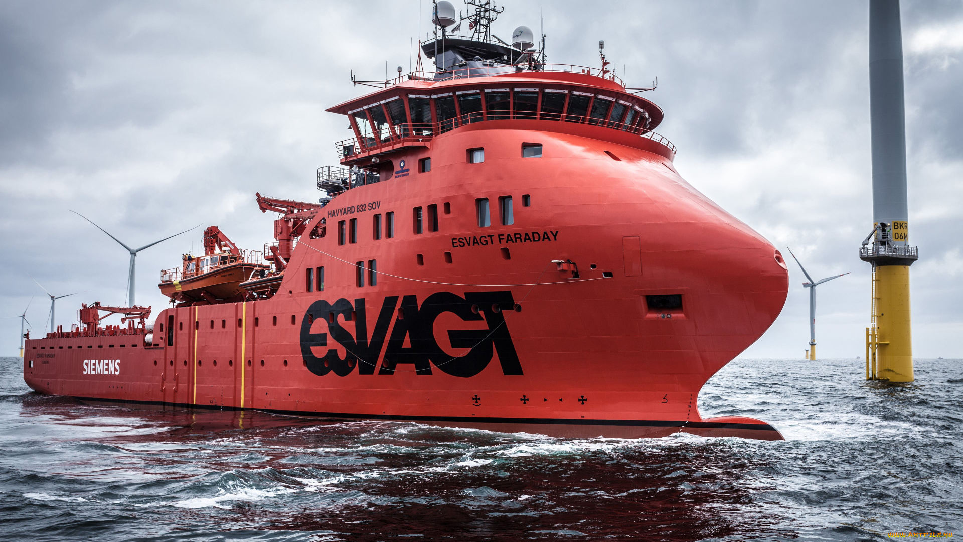 esvagt, faraday, корабли, другое, служебное, судно, ветровые, турбины, siemens, дания, sov, faraday