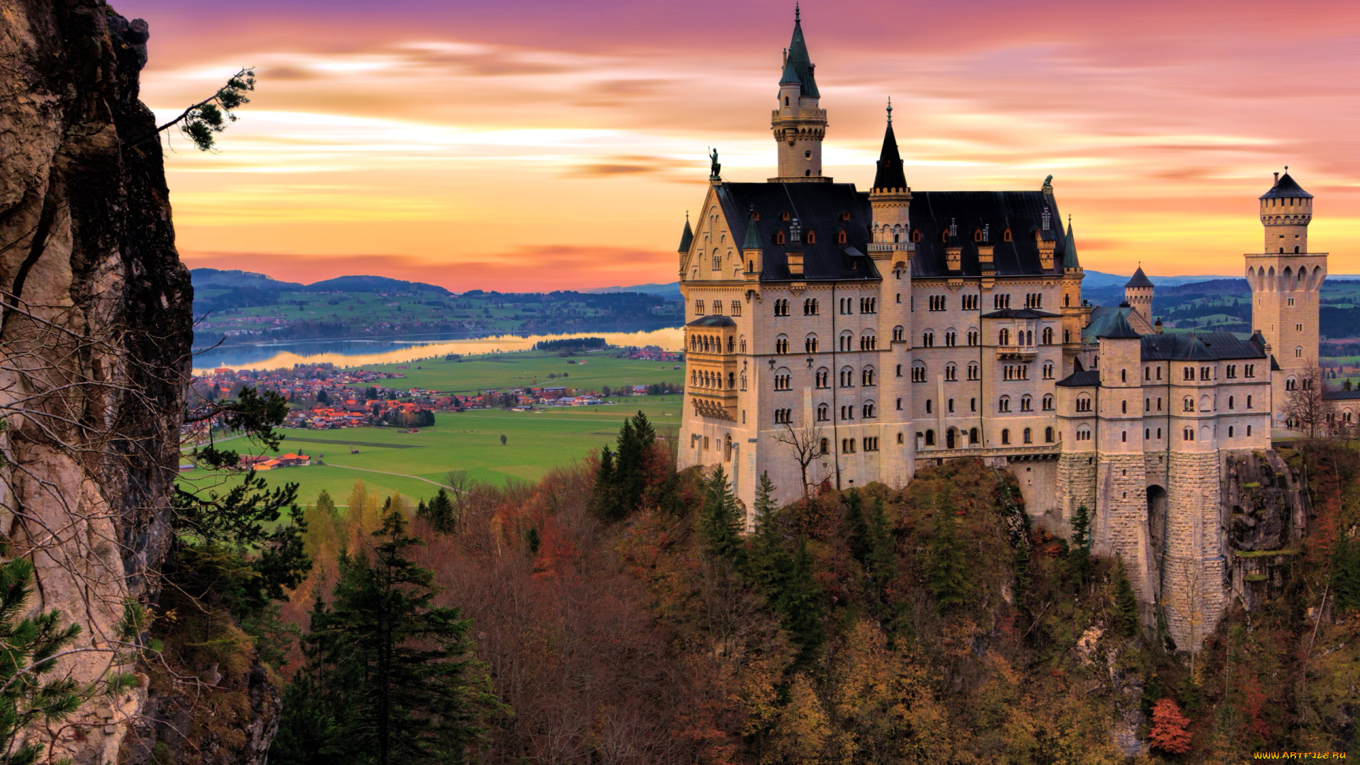 города, замок, нойшванштайн, , германия, neuschwanstein, castle