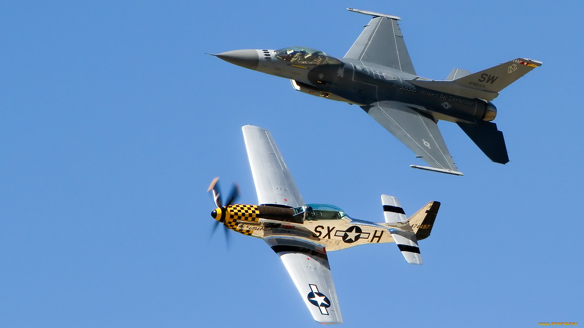 north, american, p-51d, mustang, , f-16, falcon, авиация, боевые, самолёты, mustang, falcon, f16, p51d, истребитель